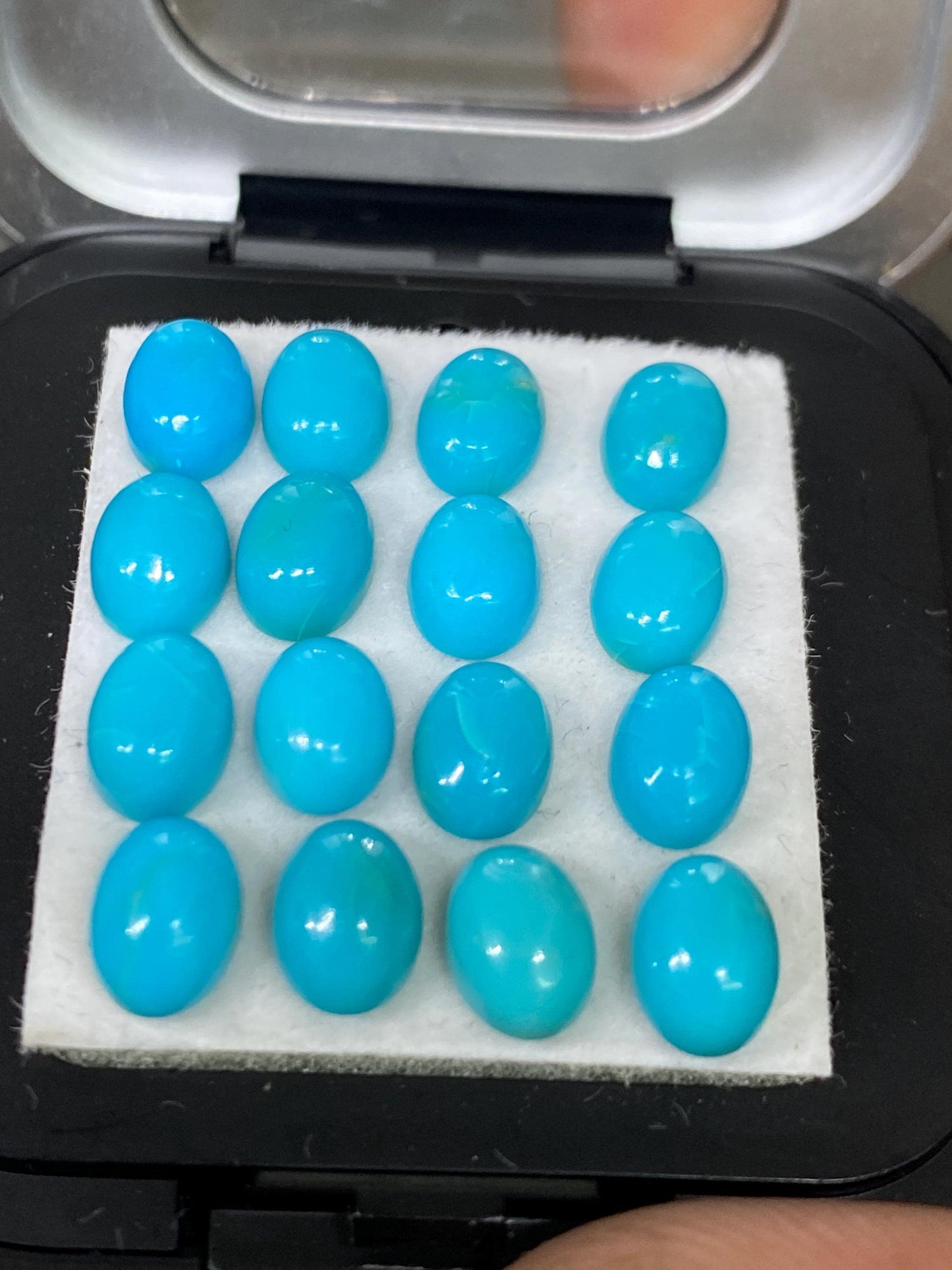 Rare Arizona mines Turquoise oval cabochons natural smooth polished pcs 16 wt 13.20 carats turquoise cabochons(color lighter than picture)