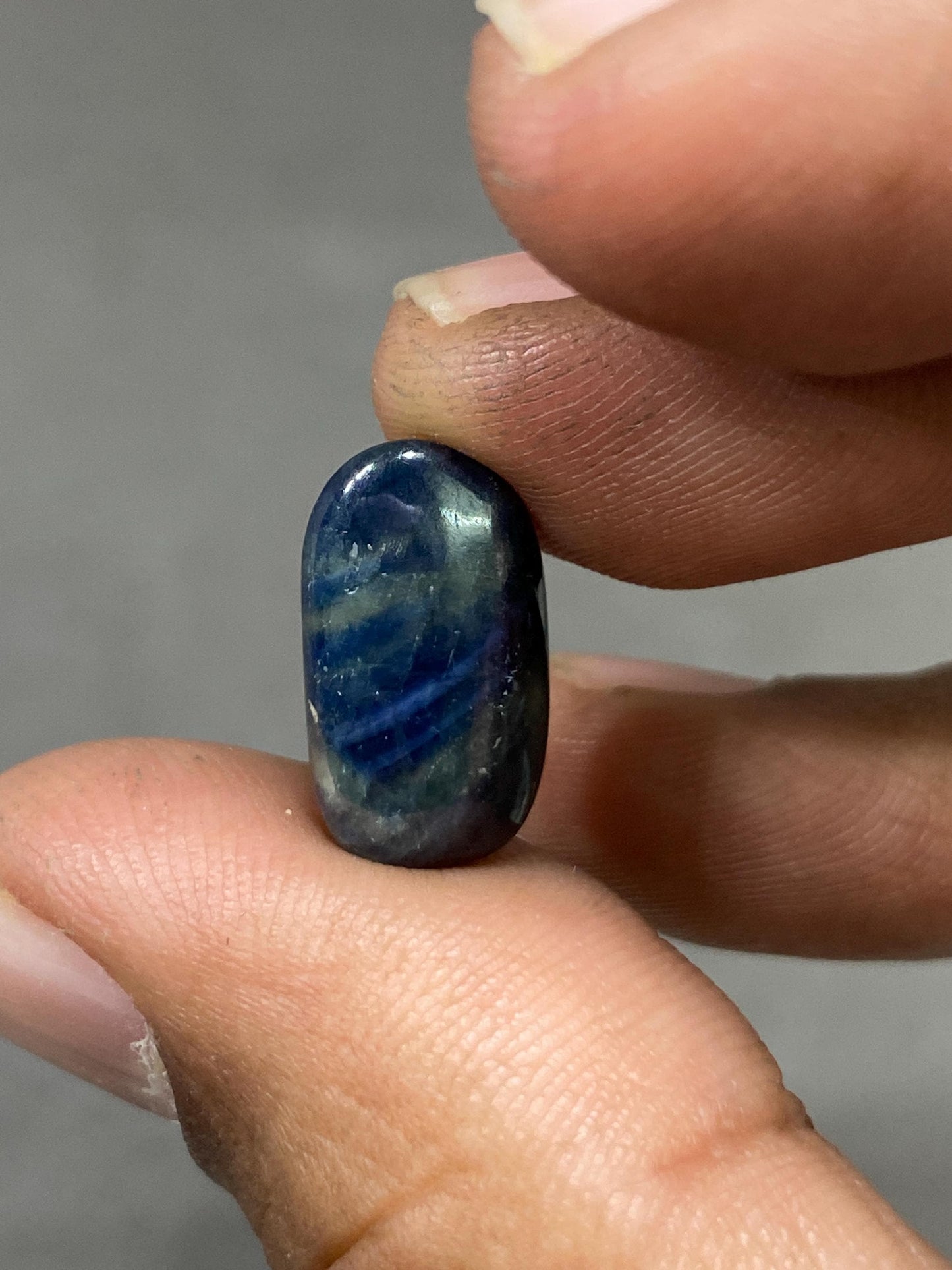 Vivacious rare Natural Bicolor pattern blue yellow sapphire nugget smooth wt 11.50 carats size 17x9mm unheated sheen fancy blue sapphire