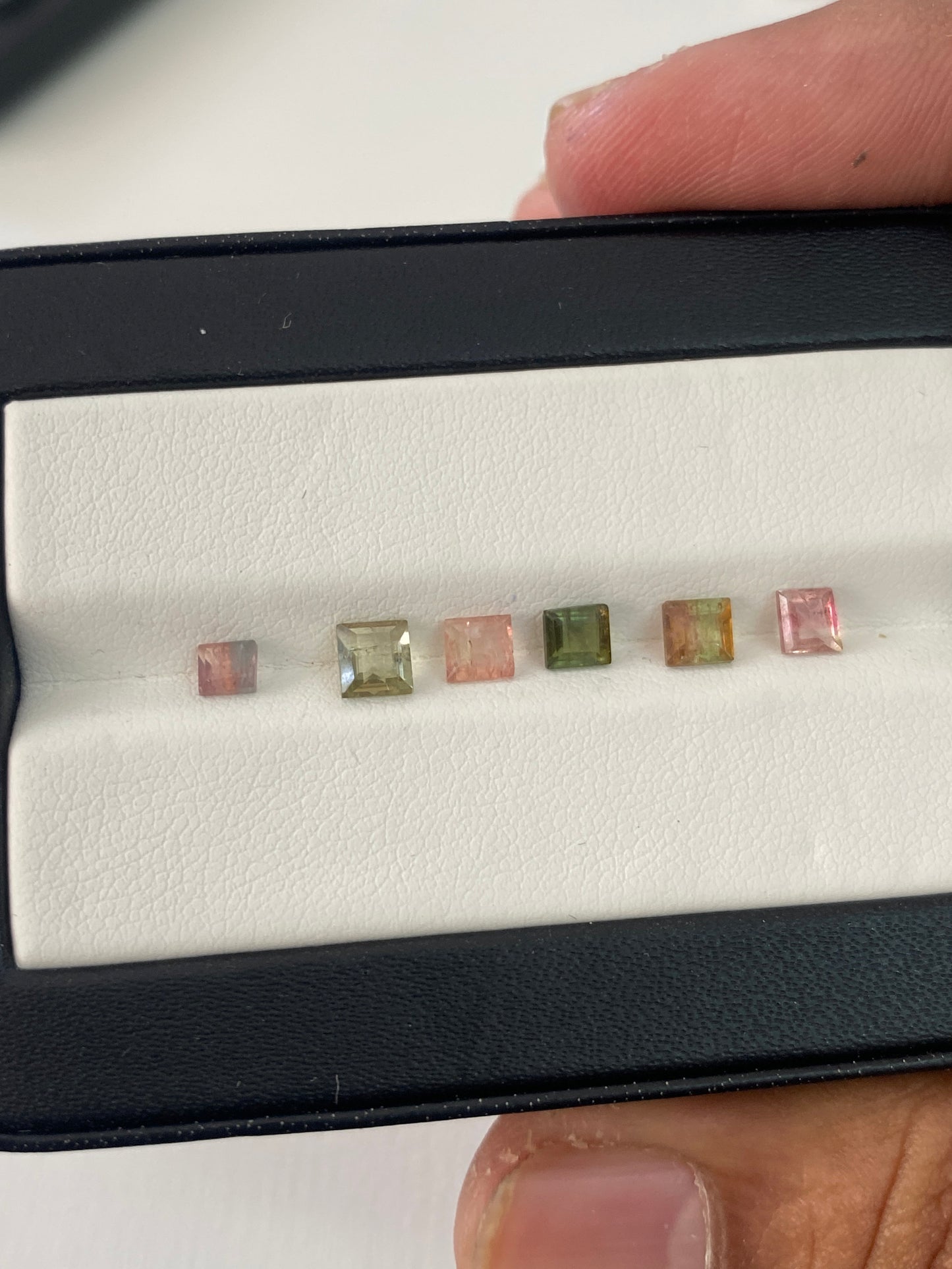 Watermelon Tourmaline cutstones pcs 6 wt 2 carats small size 3-4mm tourmaline cuts princess squares cutstones Watermelon tourmaline cut