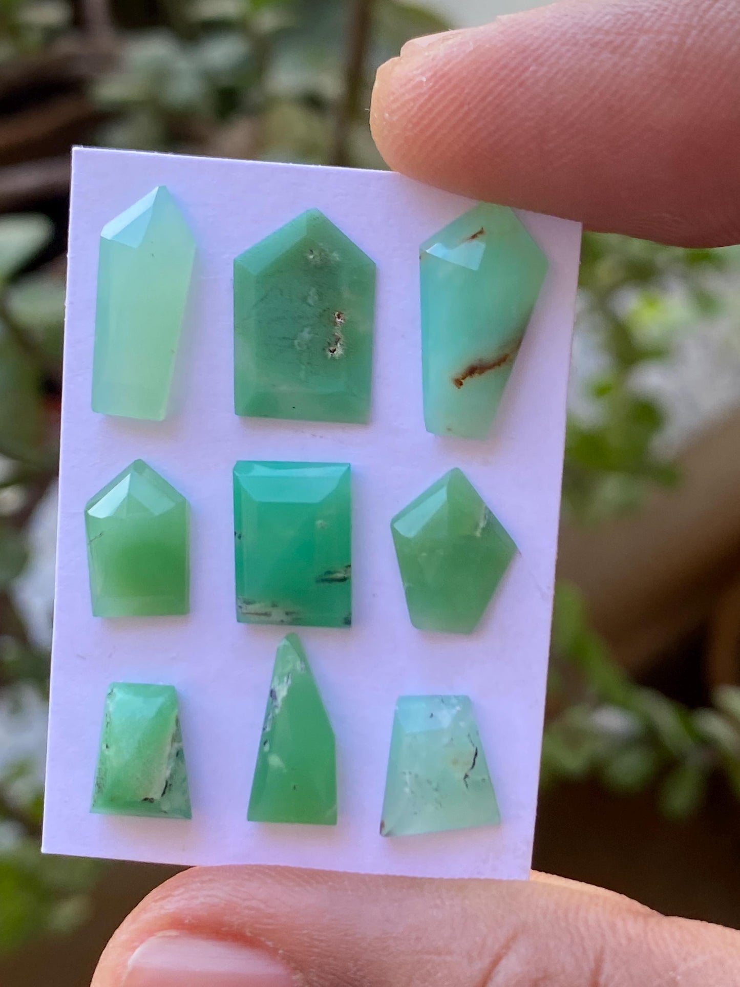 Vivacious chrysoprase  Geometric stepcut wholesale lot Pcs 9 weight 14 carats size  8.3x6.8mm-13.7x8.9mm chrysoprase stepcut