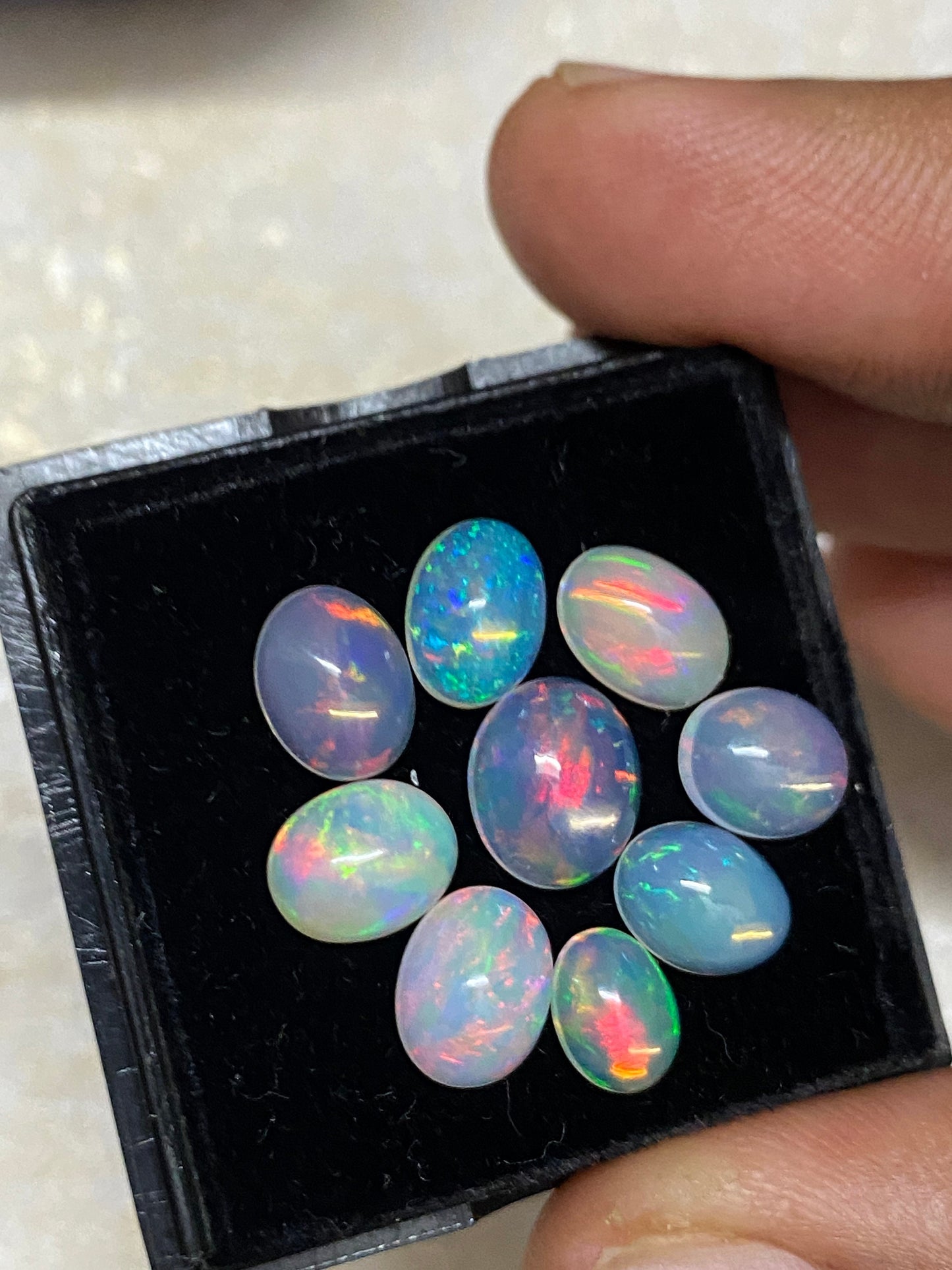 Beautiful Fire opal cabochons lot size 8x6-10x8mm wt 8.45 carats pcs 9 opal cabochon fire opal  aaa quality fire opals cabochons