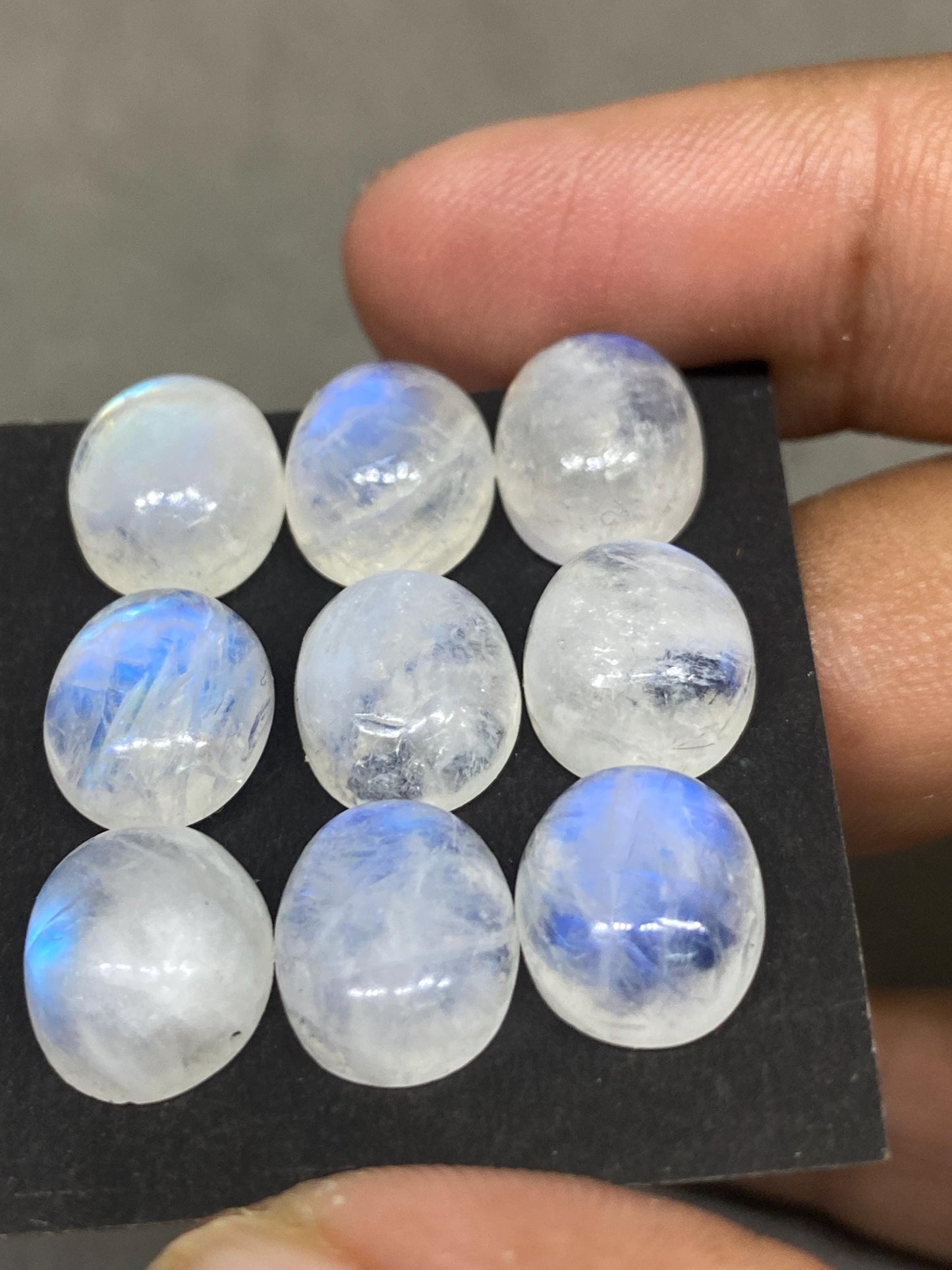 Blue fire rainbow moonstone round and oval cabochons beautiful lovely blue fire rainbow moonstone pcs 9 weight 47 cts 12x10mm