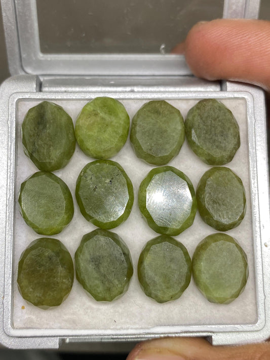 Vivacious vesuvianite oval rosecut wholesale lot weight carats pcs 12 size  flatback gems