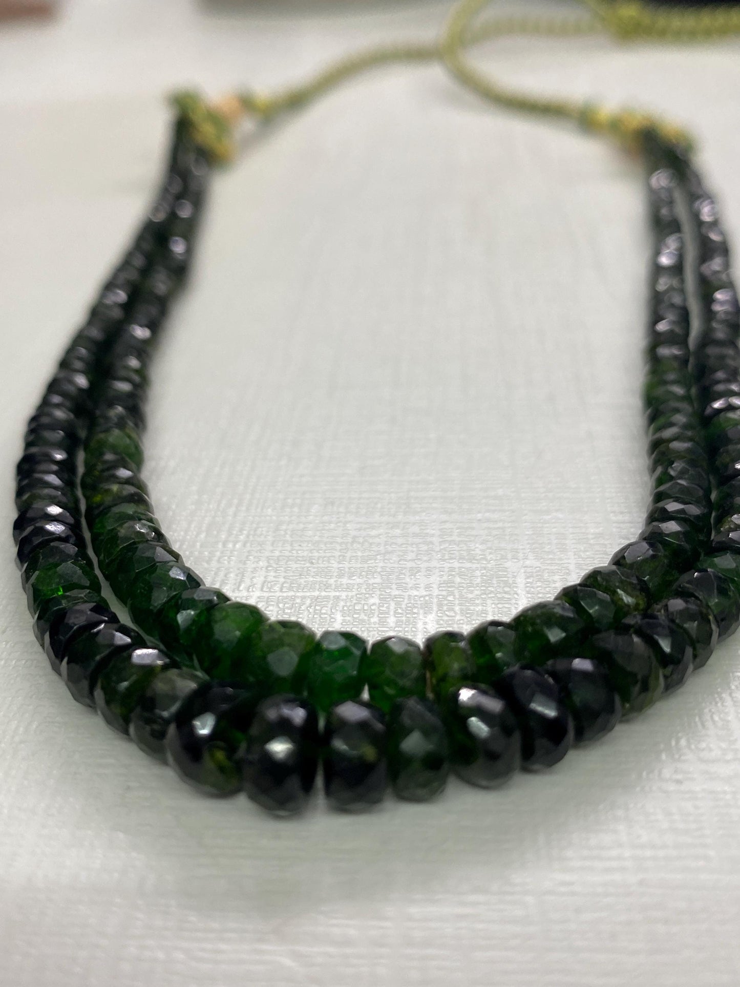 Rare green chrome diopside faceted beads rare necklace 3.5mm-6mm weight 153 length 15 and 16 inches