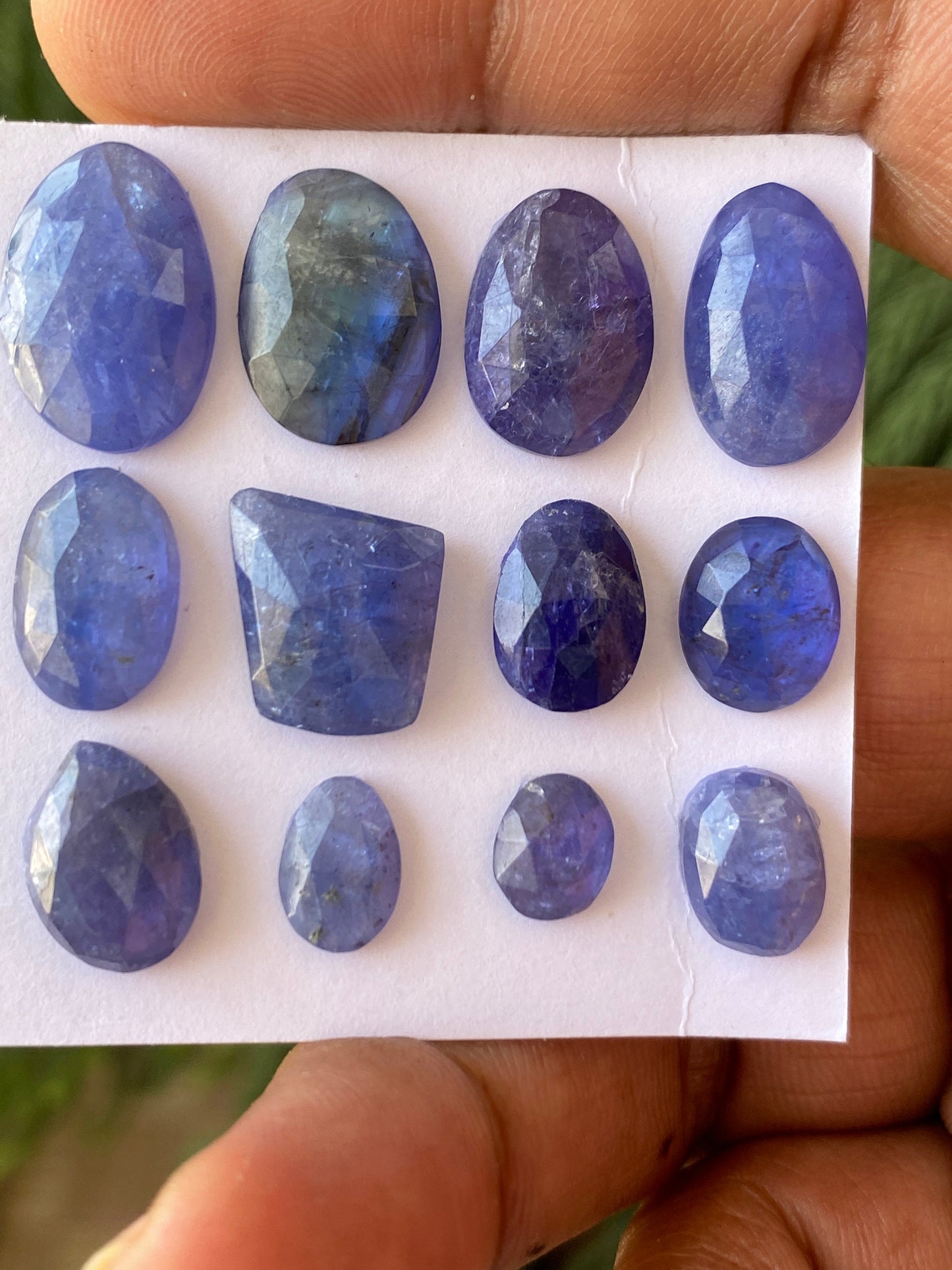 Stunnning Rare set tanzanite rosecut flats pcs 12 weight 57 carats size 6x5-15x10mm  rosecut tanzanites flatback gems