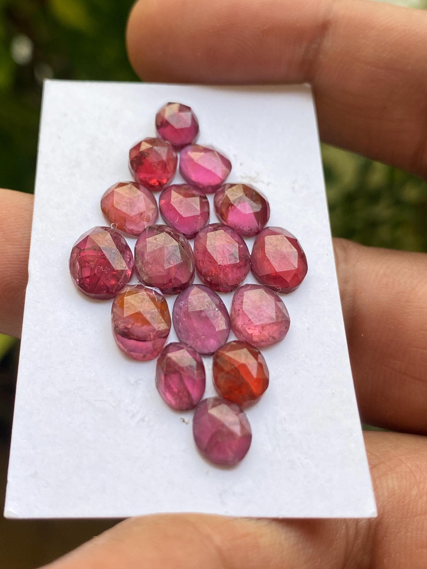 Rhodolite pink garnet Rosecut size 7.6x6mm-9.8x7mm wt 25.10 cts pcs 16 lovely pink garnet Rosecut rhodolite garnet slices