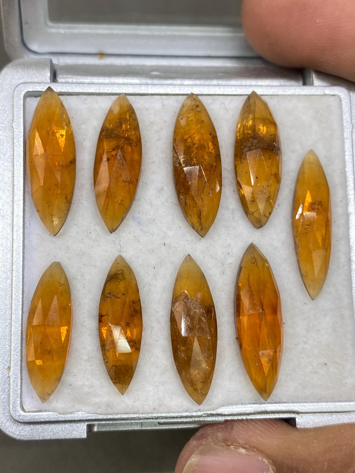 Stunning Rare orange kyanite rosecut marquise flats fine quality weight 35.80 carats pcs 9 size 19x6-21x7mm good quality rosecut kyanite