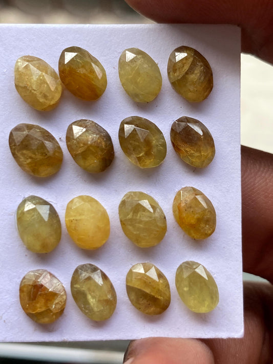 Dazzling very rare Tanzania mines yellow sapphire Bicolor rosecut  wt 28 carats pcs 16 size 7x6mm-8.5x7mm sapphire rosecut gems