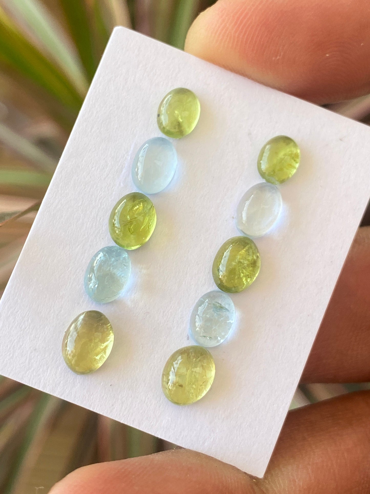 Dazzling rare Aquamarine peridot Fine quality cabochons earring supply  pcs 10 wt 11 carats Size 6.4x5mm-7.7x5.7mm aquamarine cabochons flat