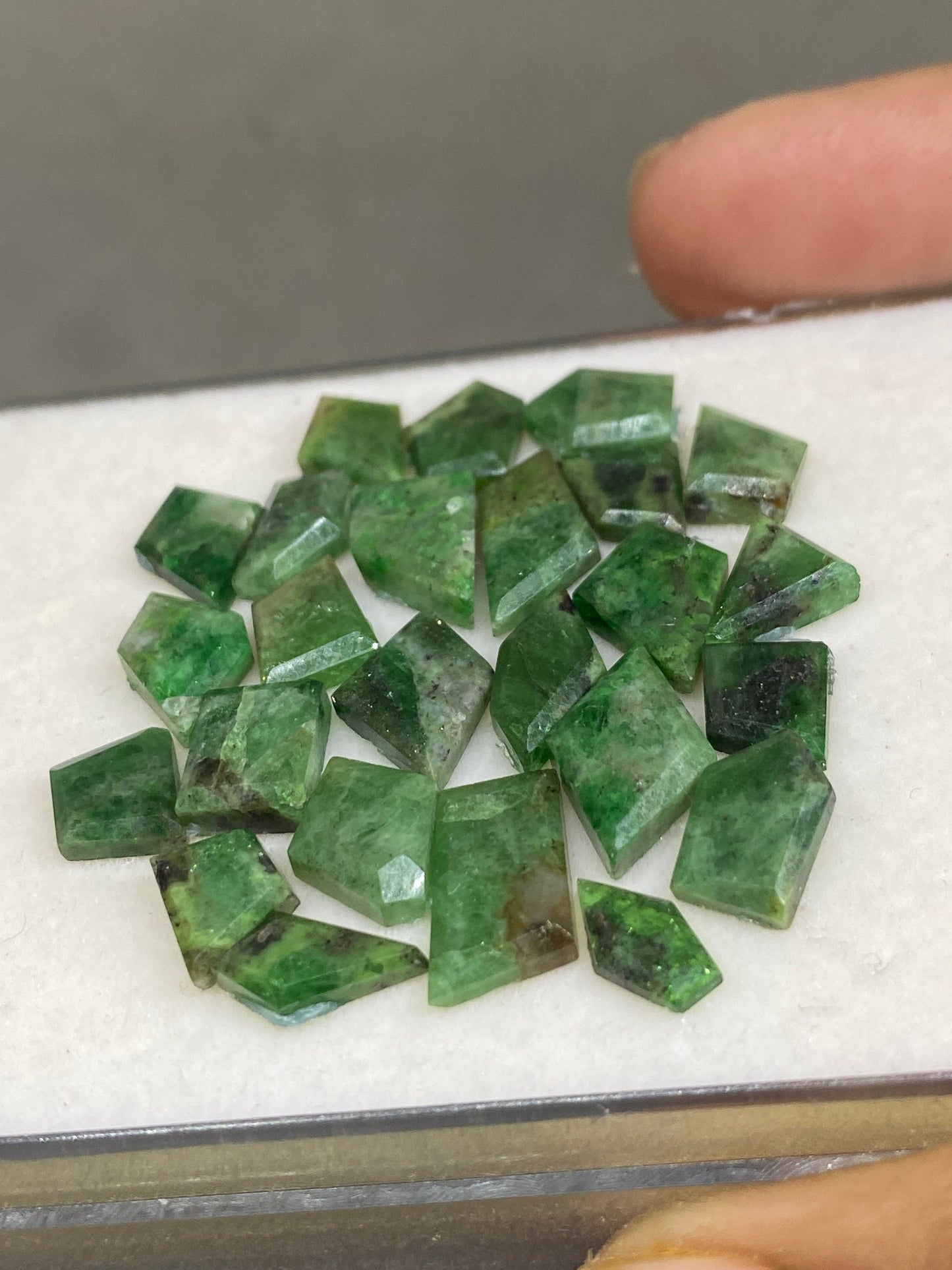 Tsavorite faceted Cuts flats Free Forms Green Garnet Cuts Weight 53 carats Pcs 25 Size 6mm-12x7mm Tsavorite flats