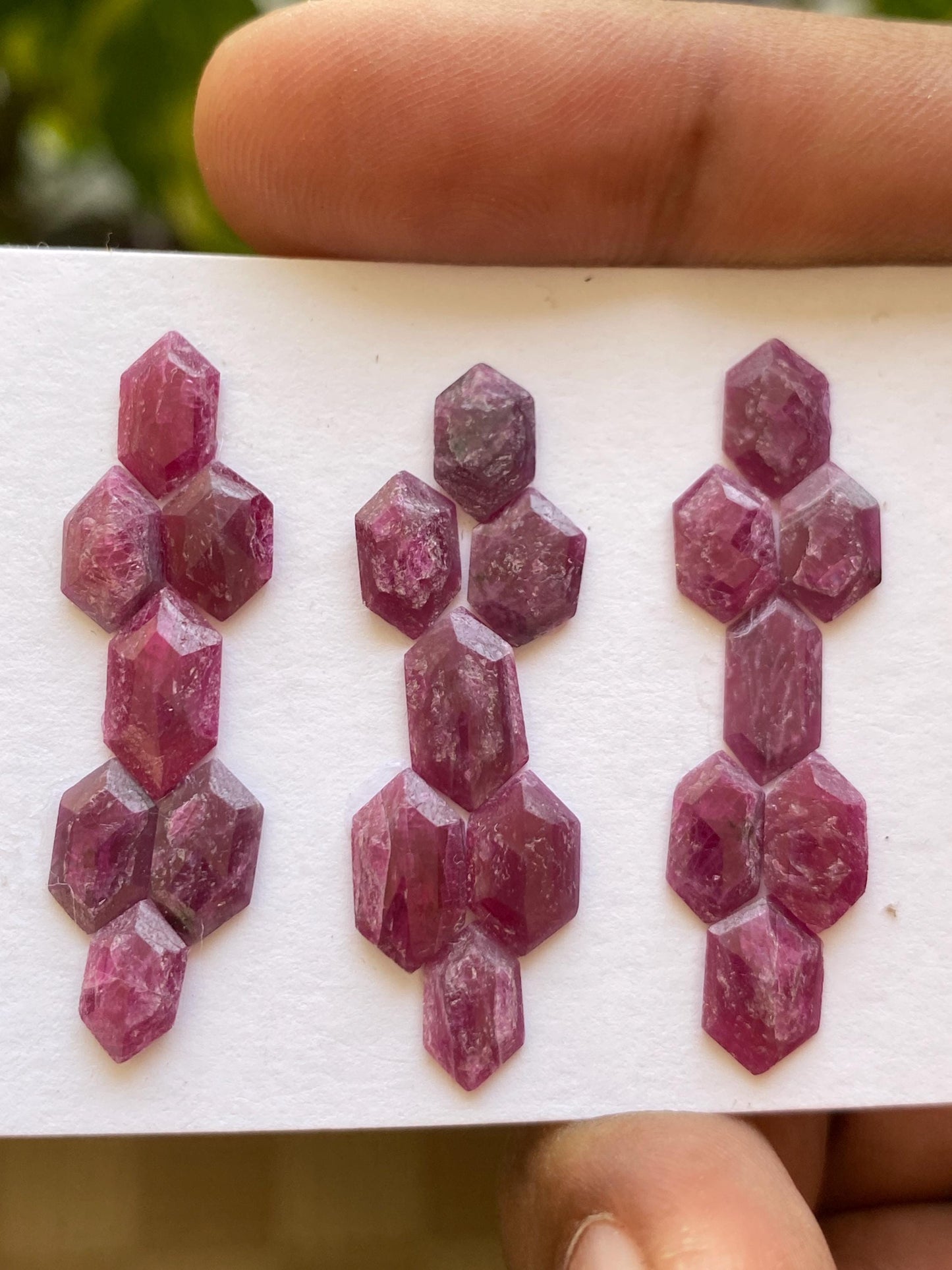 Impressive  Rare Kenya mines ruby hexagon step cut wt 22.5 cts  pcs 21 size 8.8x5.3mm-10.7x6mm ruby stepcut hexagon flatbacks