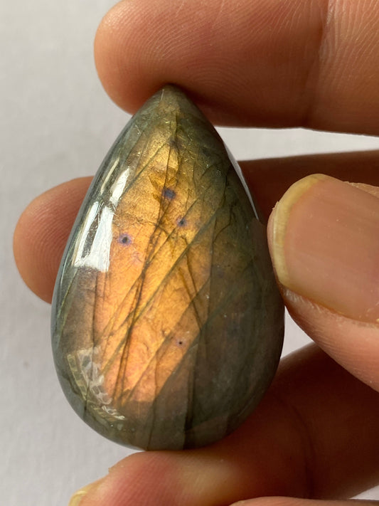 Wow orange golden fire labradorite pear shape cabochon carats single piece 82 cts size 43.5x25.5mm rare fine polished labradorite big size