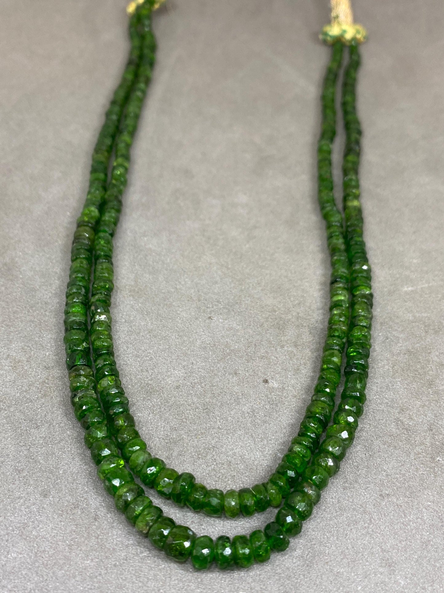 Stunning rare chrome diopside faceted beads rare necklace weight 153 cts size 3.5mm-6mm  length 15 inches and 16 inches