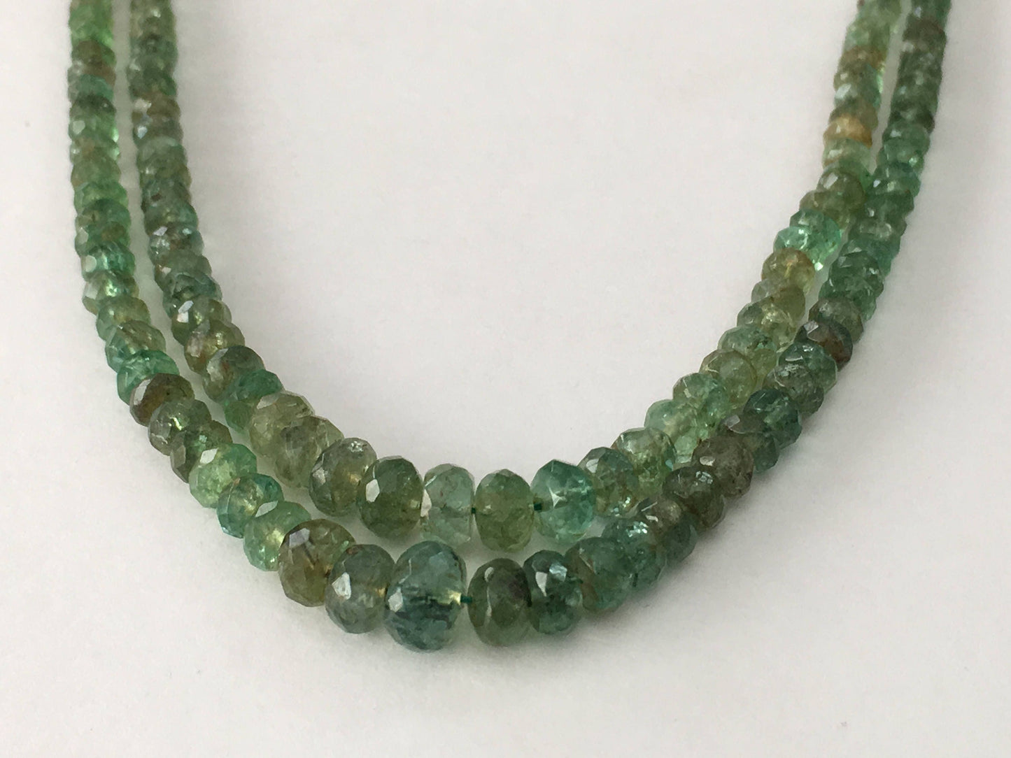 Beautiful Emerald faceted beads rare necklace 2.4mm to 6.5mm faceted emerald beads necklace weight 66.29 cts length 14 and 15 inches