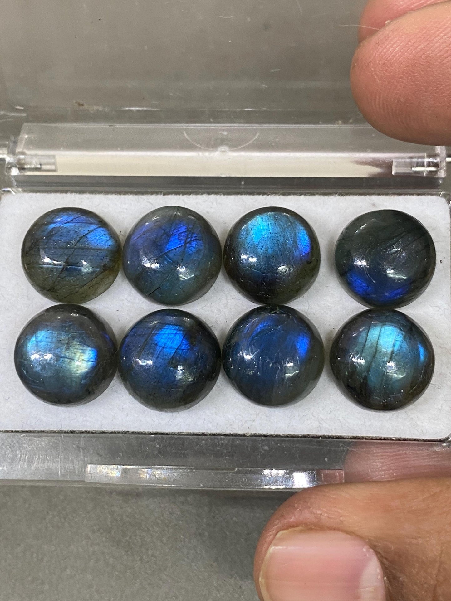 Labradorite blue fire round Cabochons Good Quality  flashy size  12mm wt 53.50 carats pcs 8 labradorite cabochons