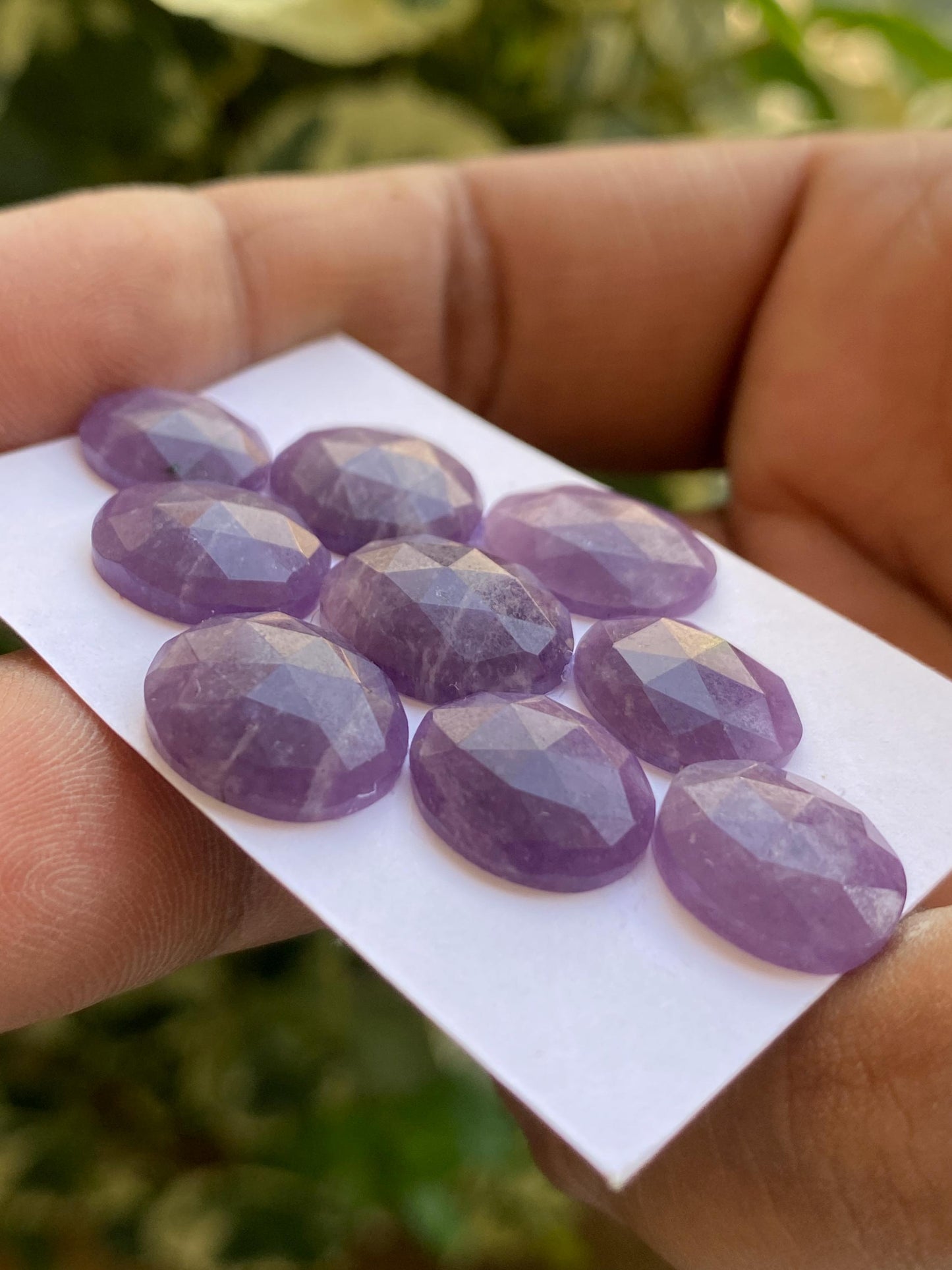 Rare purple lepidolite Rosecut gems ideal size for jewelry making Size 12x10-14x12mm pcs 9 wt 39.50 carats rosecut lepidolite pears