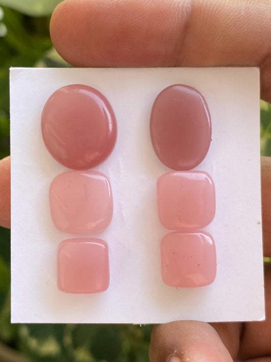 Guava quartz earrings supply weight 47.35  cts pcs 6 size 11x10mm-17x15mm guava quartz cabochons earrings supply