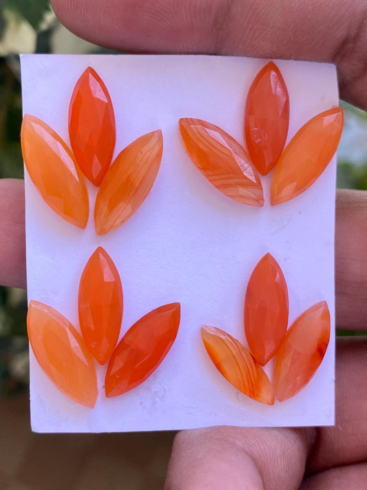 Beautiful Carnelian rosecut marquise big pcs 12 wt 37.60 carats size 15.7x5.3mm-18x7.5mm aaa quality marquise shapes carnelian cabochons