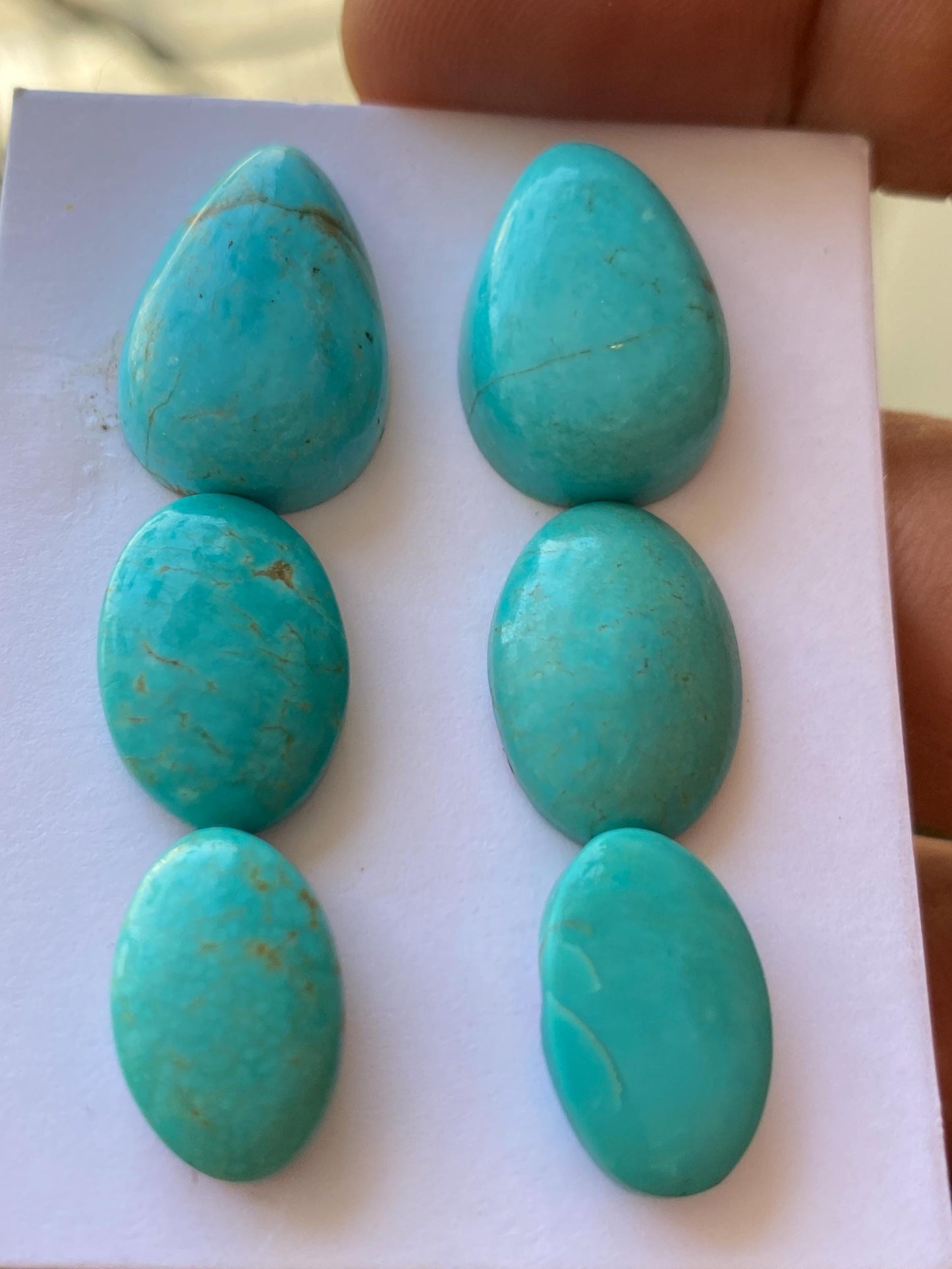 Lovely rare Arizona  mines Turquoise cabochons  natural smooth polished ovals pcs 6 wt 59.20 carats 15x10-28x17mm turquoise cabochons