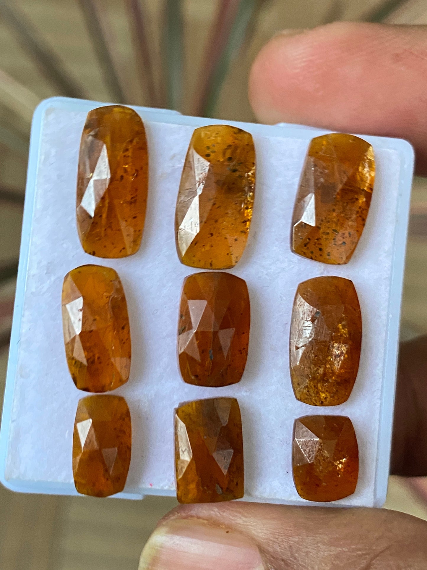 Fantastic Rare orange kyanite rosecut cushion  flats fine quality wt 31.5 cts pcs 9 size 8.8x7mm-14x7.8mm quality rosecut kyanite