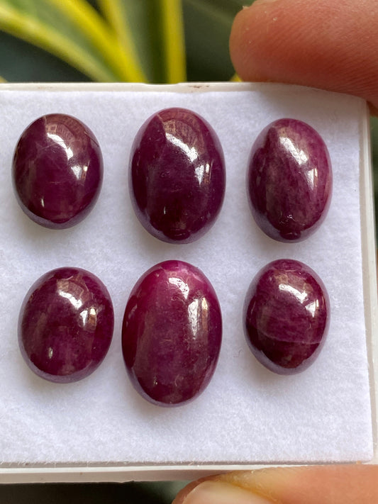 Vivacious very rare natural ruby cabochons tanzania mines lot oval pcs 6 wt 52 carats size 11x9mm-14x10mm unheated untreated ruby cabochon