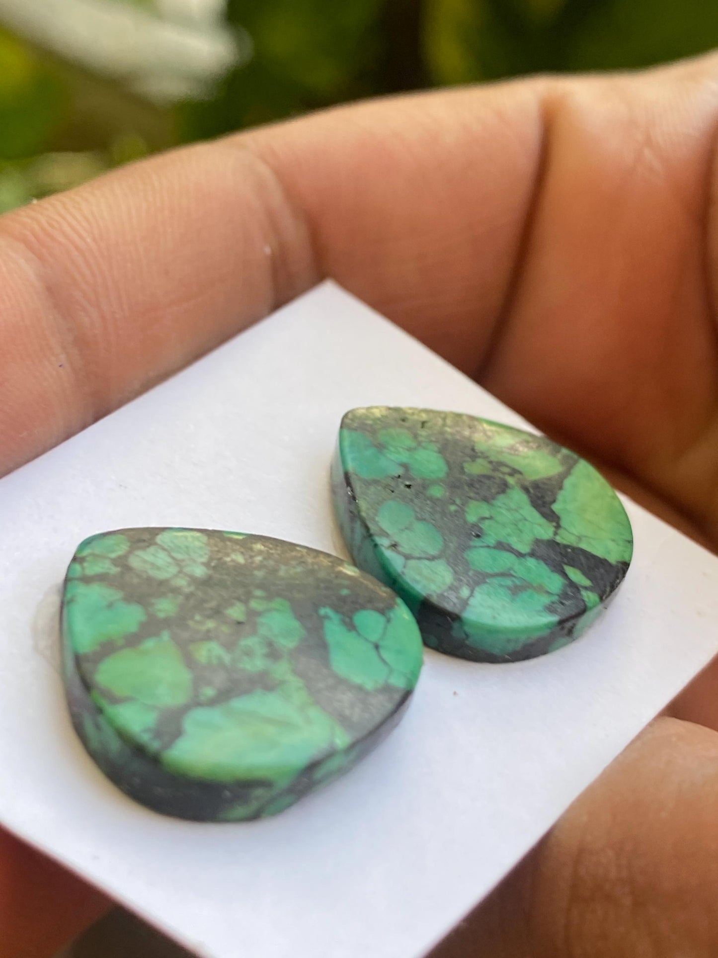 Turquoise pair big natural hubei mines stunning pattern  smooth turquoise pcs 2 wt 17.40 carats big size 20x19mm turquoise earrings supply