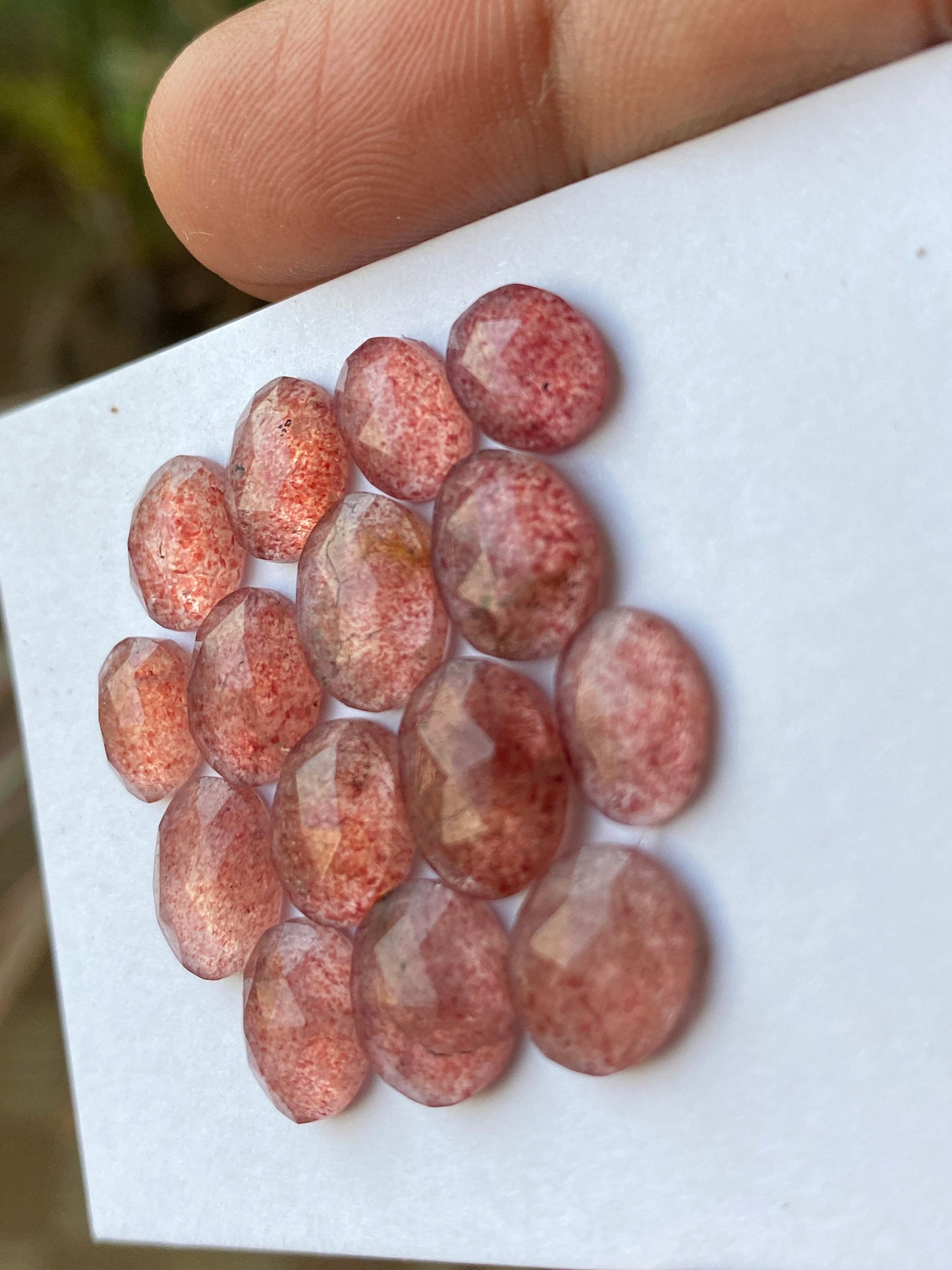 Ravishing Strawberry quartz rosecut wt 36 cts pcs 15 size 9.2x7.5mm-11.8x9.7mm pink strawberry quartz rosecut gems rings pendants supply