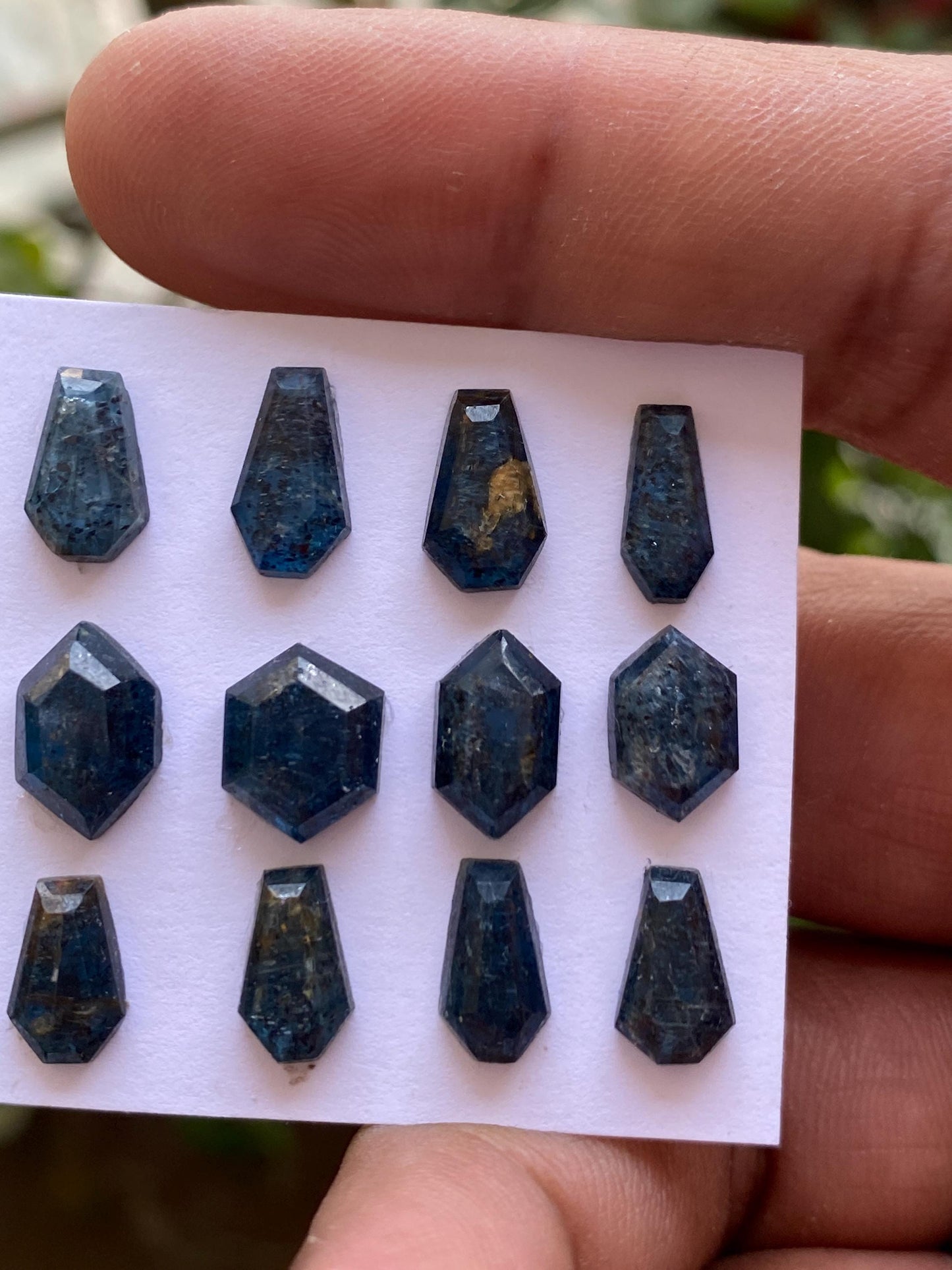 Fabulous rare teal kyanite moss coffin hexagon stepcut  flatback amazing quality  weight 29 cts pcs 12 size 9.5x6mm-11.5x7.6mm rosecut