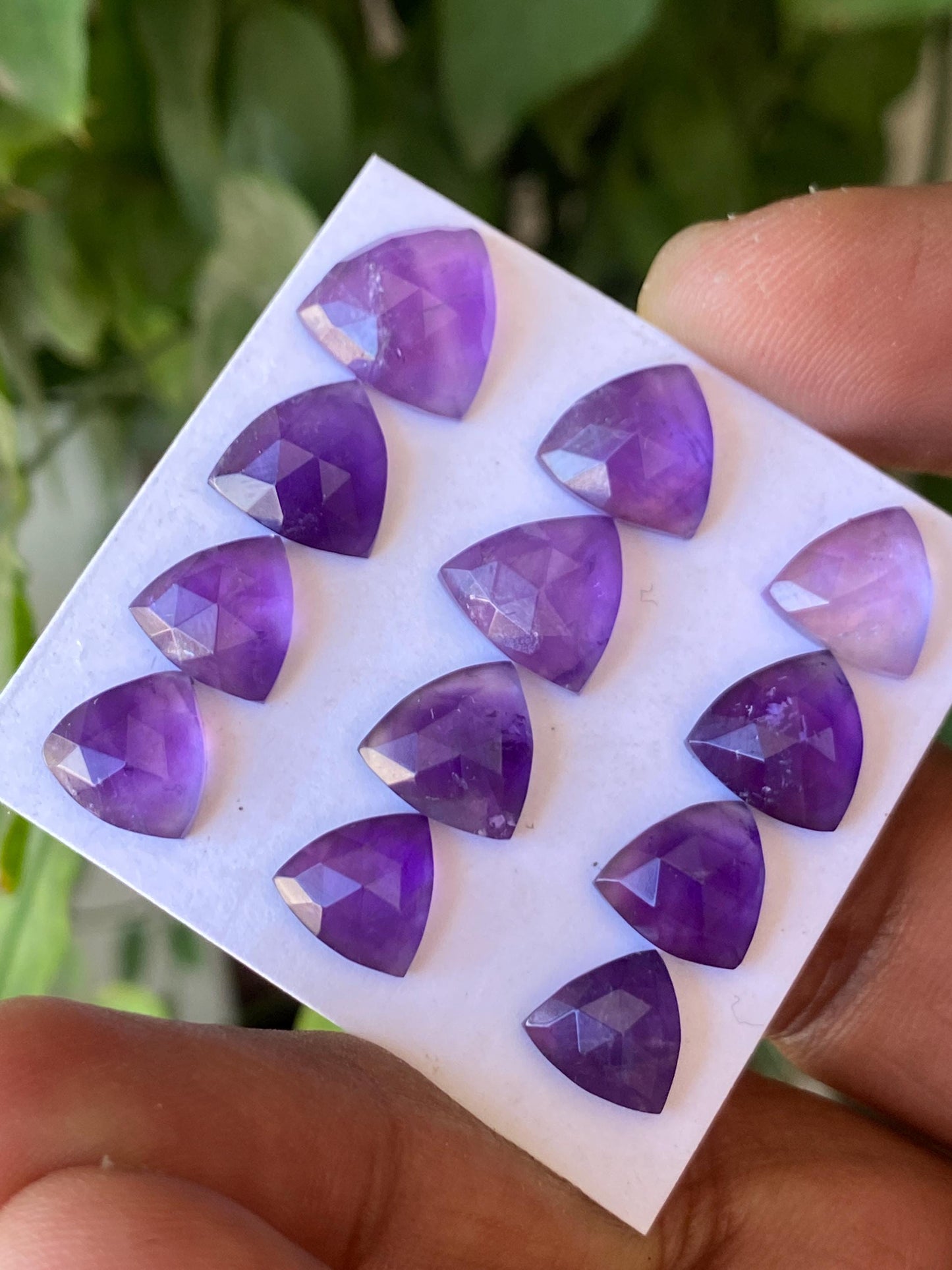 Awesome amethyst trillion rosecut amazing trillion rings jewelry supply size 8mm-11mm wt 32 carats Pcs 12  amethyst trillion cutstones