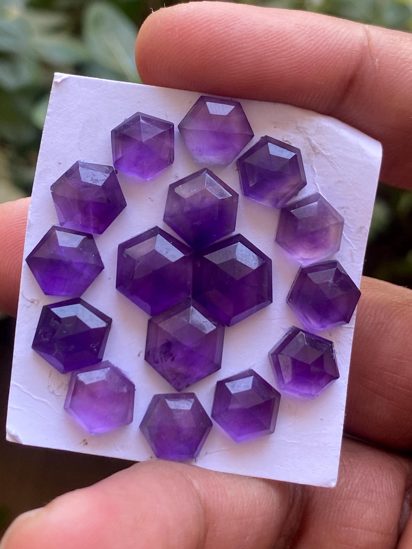 Stunning amethyst hexagon stepcut gems weight 48 carats pcs 16 size 9.8x8mm-12x10mm amethyst hexagon stepcut gems