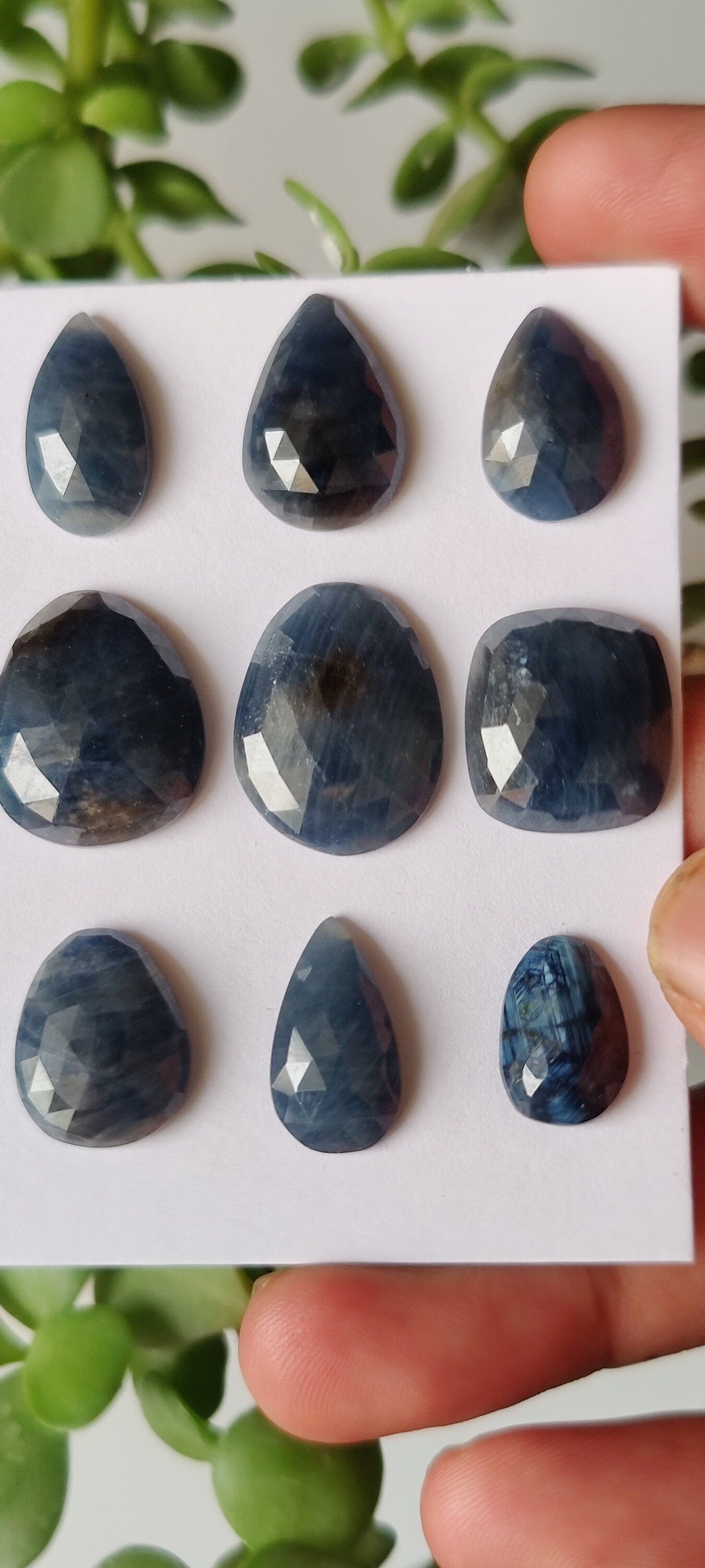 Stunning Natural unheated untreated blue sapphire rosecut wt 103 carats pcs 9 size 15x10mm-21x16mm  unheated blue sapphire rosecuts