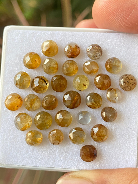 Extremely rare bi colo natural yellow sapphire tanzania mines wt 30 cts size 4.7mm-6mm pcs 30 rosecut sapphire lot Bicolor gems