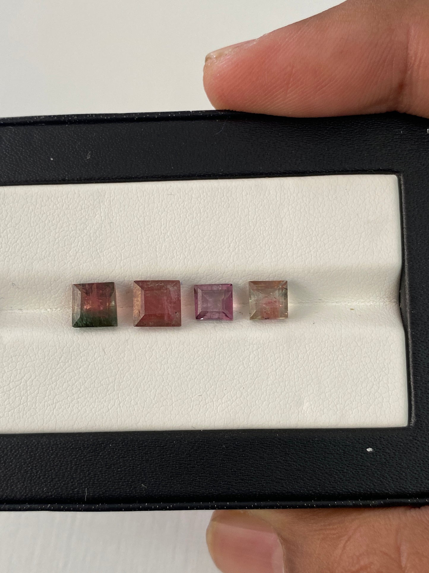 Lovely Rare Watermelon Tourmaline cutstones pcs 4 wt 5 carats size 5-6mm tourmaline cuts princess squares cutstones bi color tourmaline