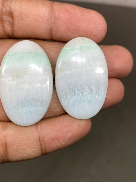 Rare Hemimorphite cabochons  oval cabochon pair pastel wt 96 cts size 38x25mm color ideal for earrings hemimorphite cabochons rare