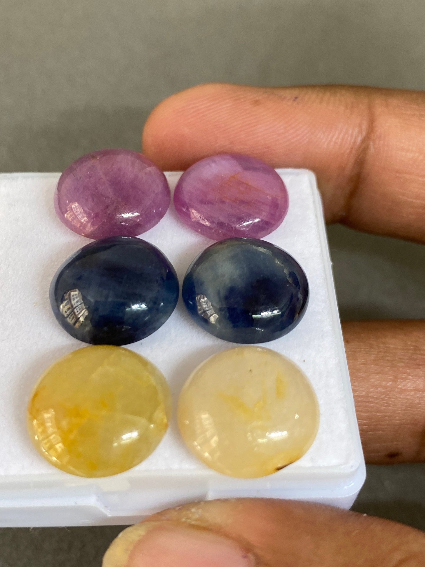 Rare natural pink sapphire yellow sapphire blue sapphire round cabochons pair 14mm wt 68 cts pcs 6 sapphire round cabochons natural sapphire