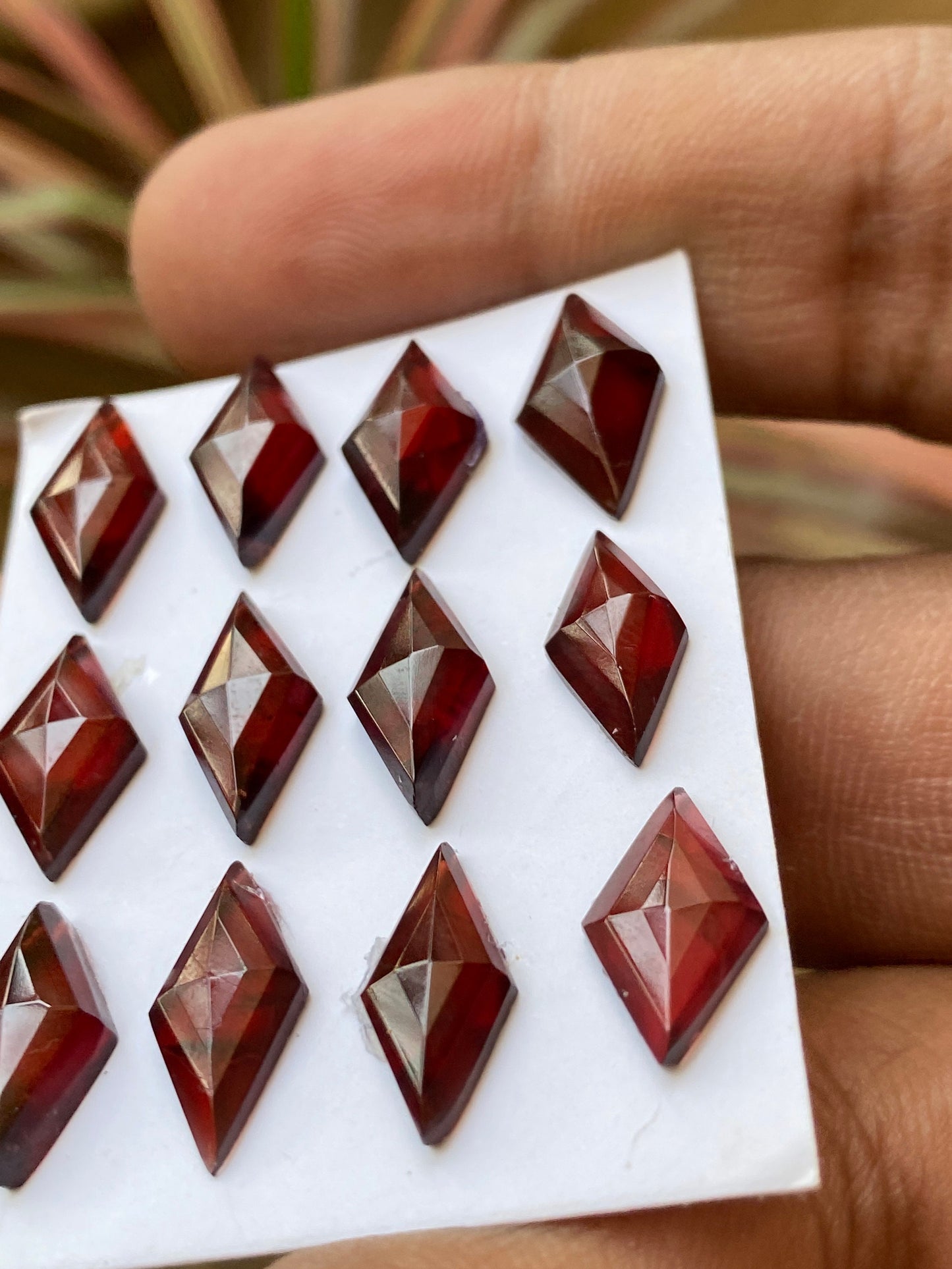 Dazzling Red garnet diamond shape step cut aaa quality wt 35 cts pcs 12 size 13.5x8mm-16x7.5mm red  garnet stepcut diamond