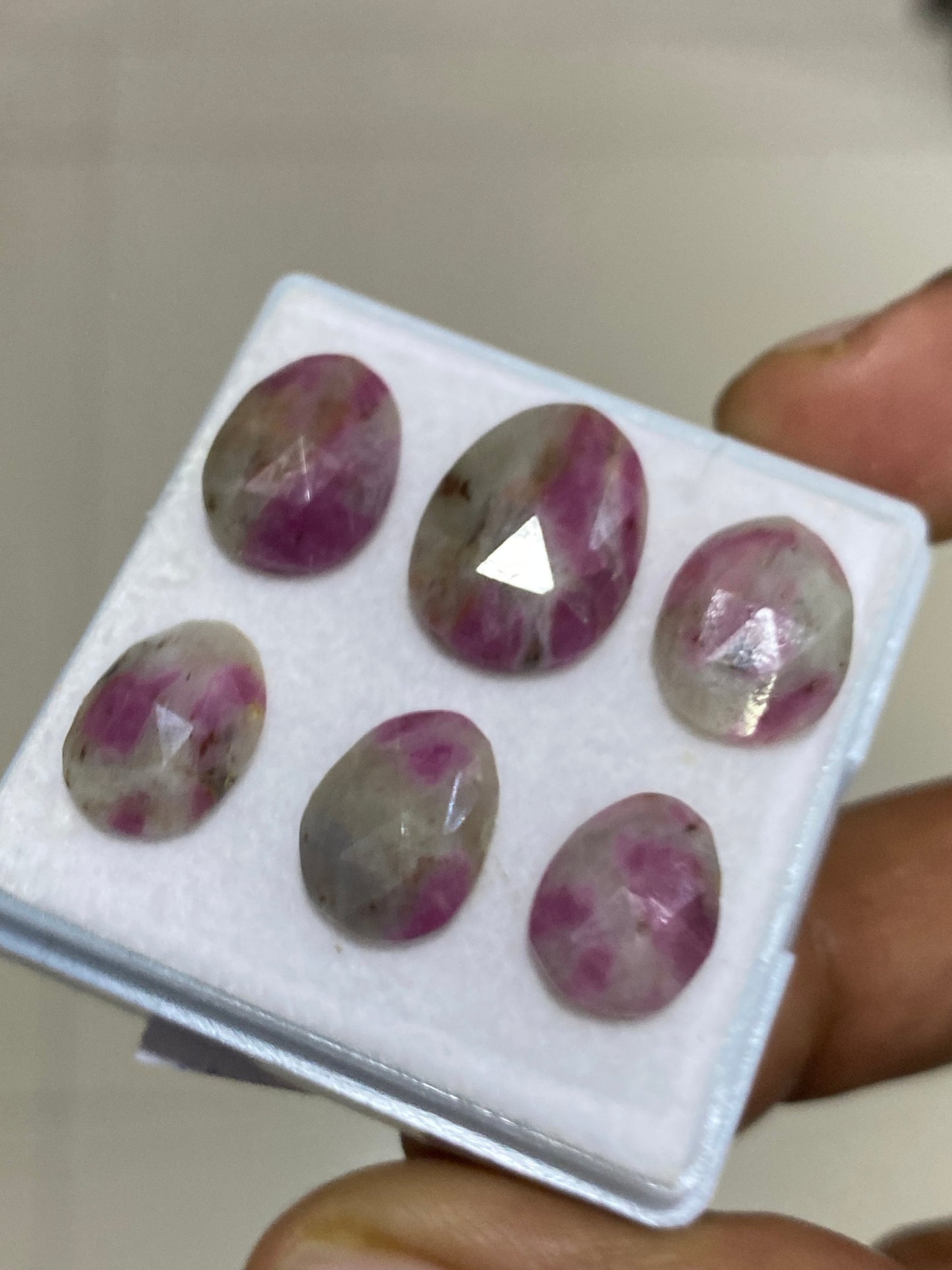 Lovely rare bicolor ruby  rosecut fancy ovalish shape wt 27 carats pcs 6 size 11.5x9-16.4x12mm rosecut ruby  rosecut gems