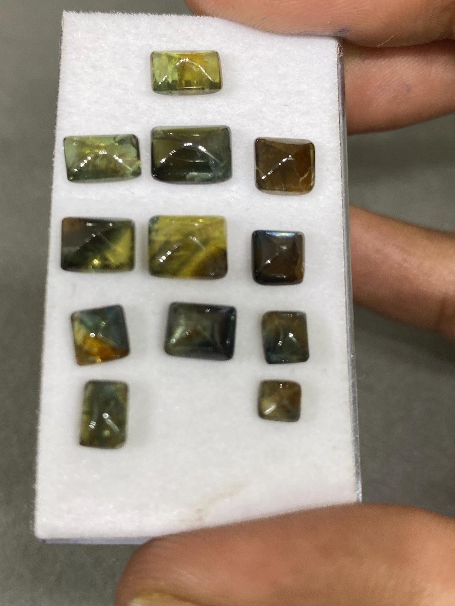 Mesmerising rare yellow parti sapphire sugar loaf yellow blue sapphire cabochon  weight 15.95 cts pcs 12 size 4-7x6mm sapphire sugar loaf