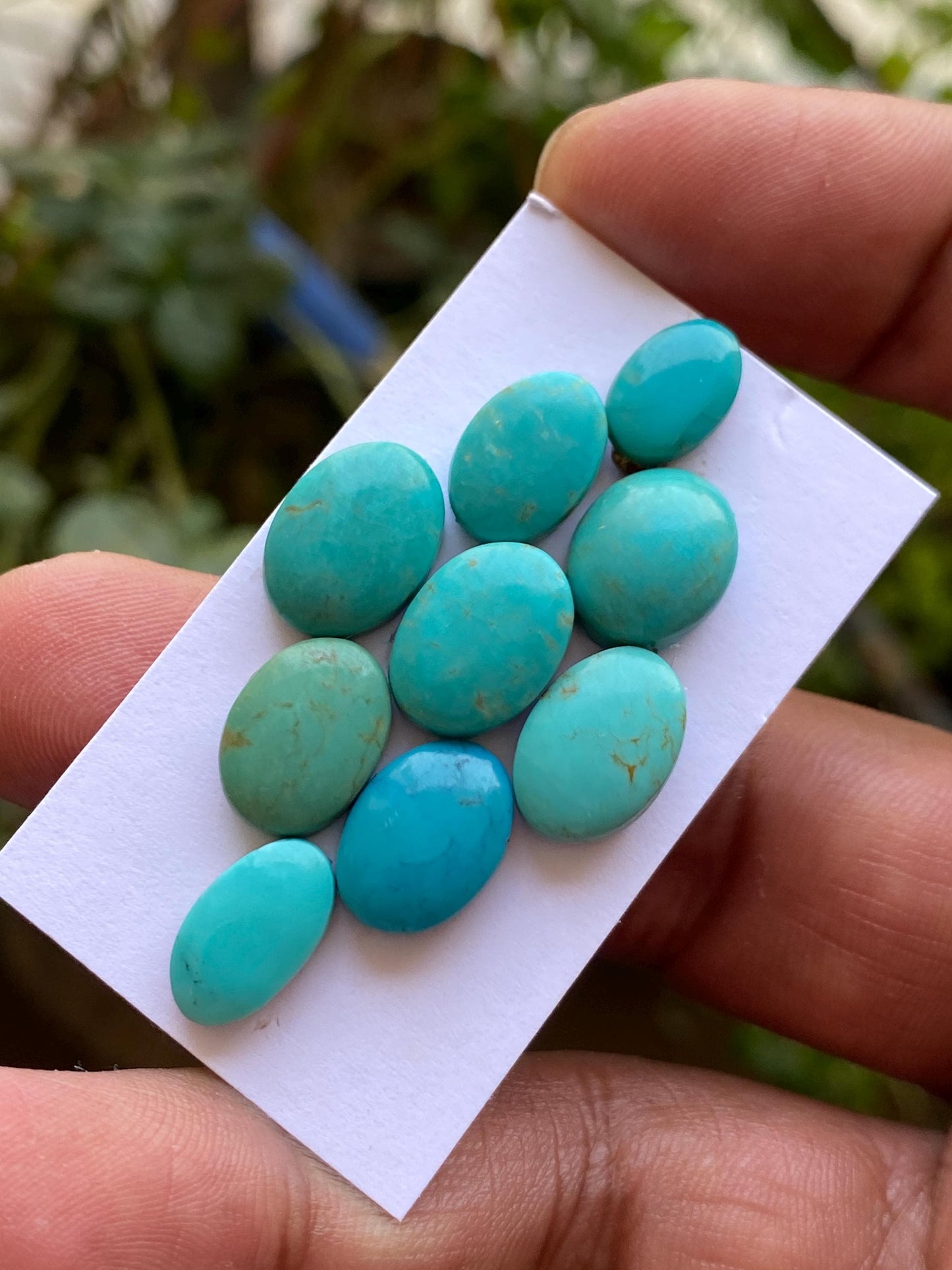 Gorgeous rare Arizona  mines Turquoise cabochons  natural smooth polished ovals pcs 9 wt 35.30 carats 11.2x7mm-13.2x9mm turquoise cabochons