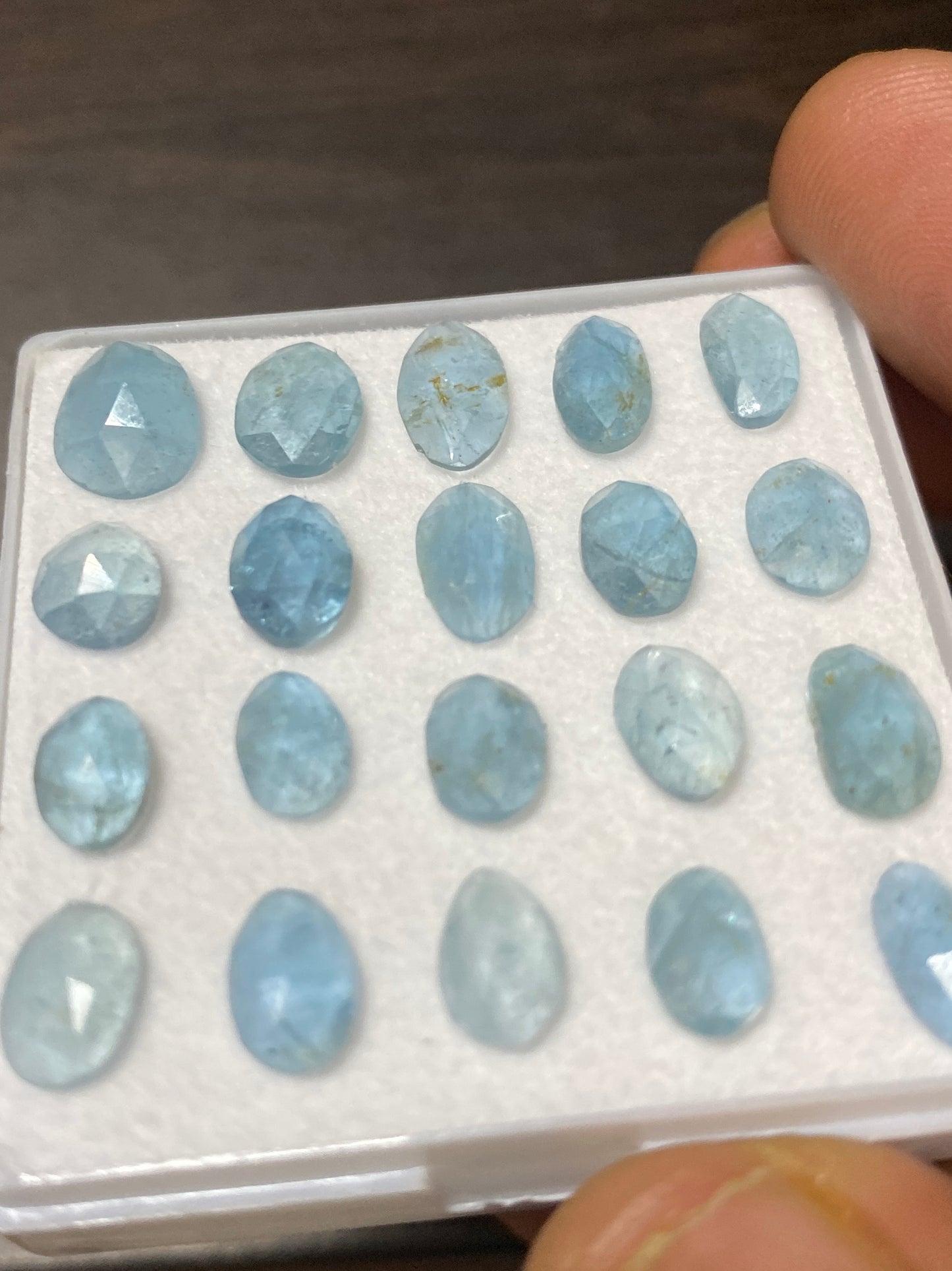 Exquisite natural aquamarine rosecut  wt 21 carats size 7.8x5.5mm-10.7x8mm pcs 20 aquamarine rosecut flatback gems