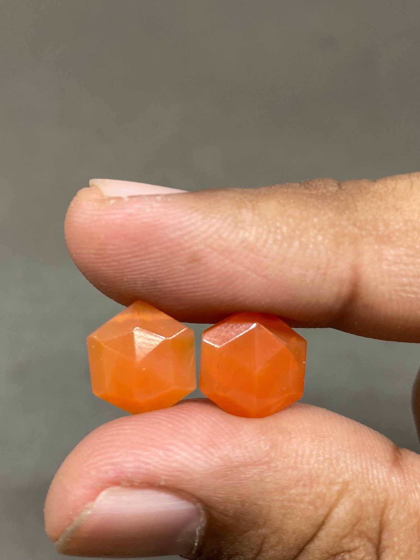 Fabulous carnelian hexagon top drilled step cuts pair for earrings wt  cts pcs 2 size carnelian hexagon stepcut