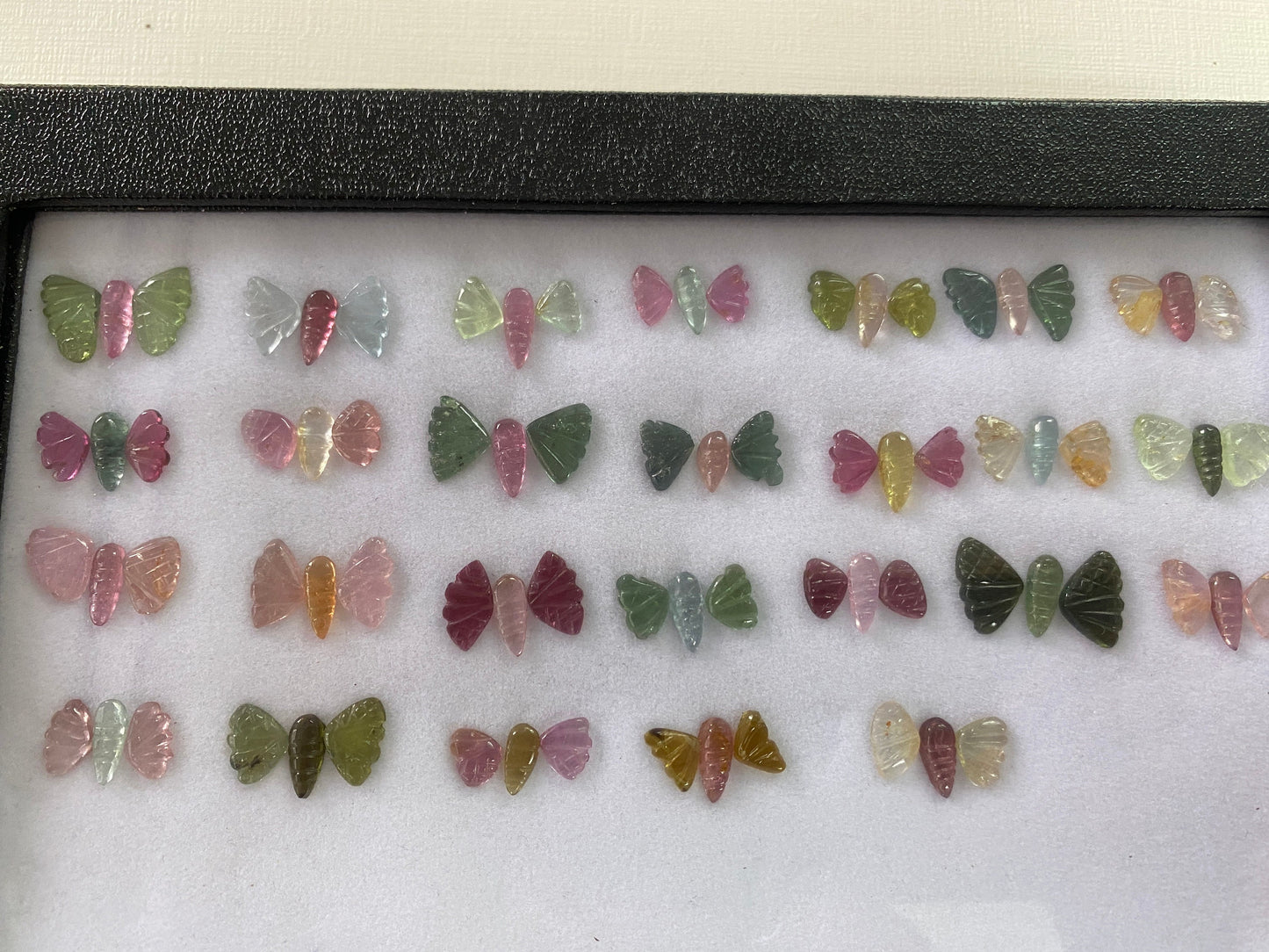 Amazing very Rare Watermelon tourmaline butterfly hand carved set pcs 78 wt 65.5 cts size watermelon tourmaline butterfly carving