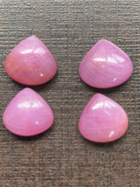 Rare pink sapphire heart shape cabochons pcs 4 wt 27 cts size 12x11-13x12mm natural unheated untreated sapphire pink sapphire earring supply