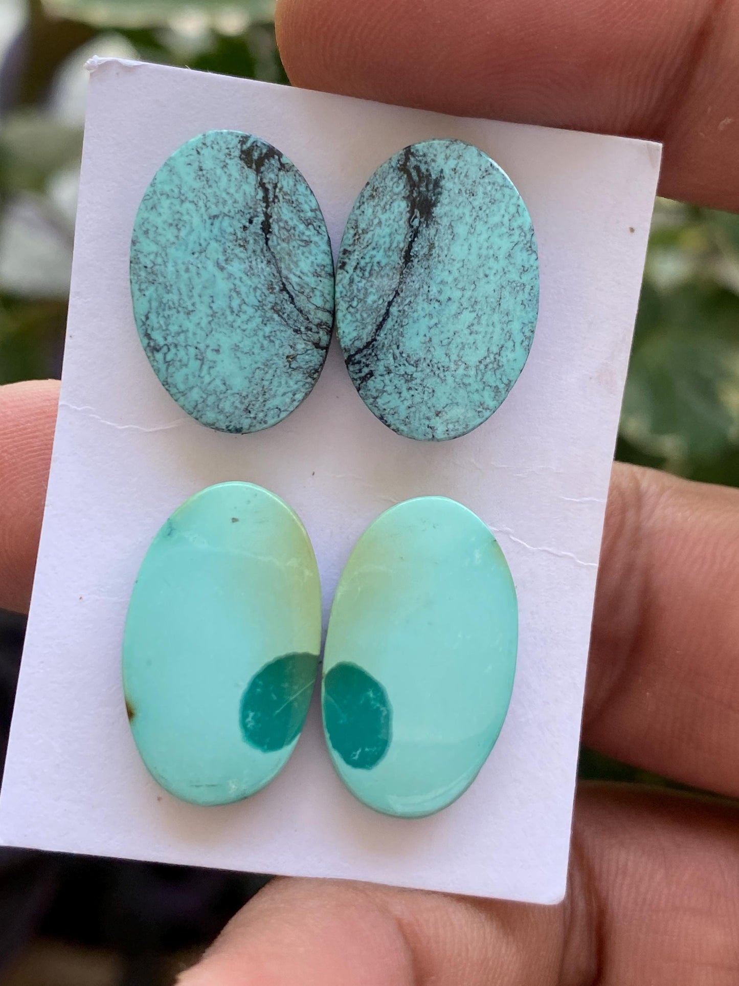 Awesome Turquoise pairs natural hubei mines smooth polished cloud mountain pcs 4 wt 42 carats 19x13mm-21x13mm turquoise earrings supply