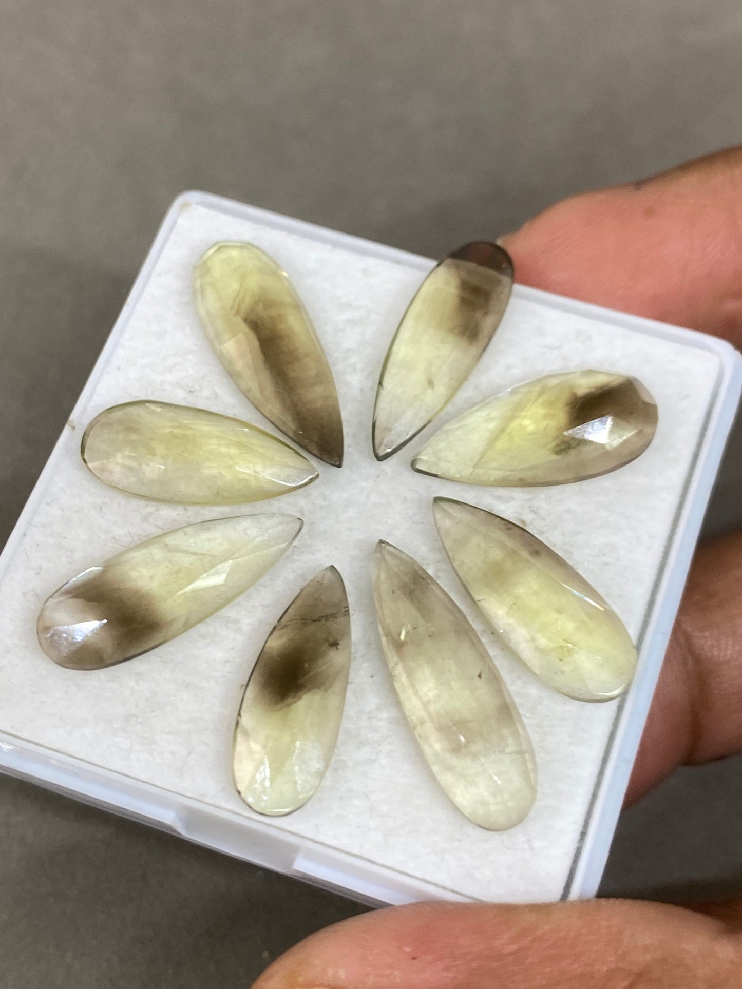 Rare Stunning  bi color lemon quartz rosecut pear wholesale lot fine quality pcs 8 wt 32 carats size 9.1x7.4mm-13x8mm pendant ring