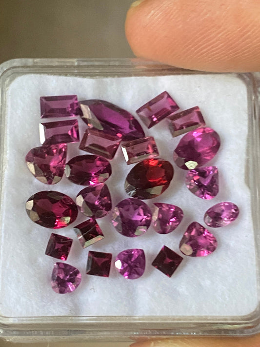 Beautiful Rhodolite garnet mix shape cutstones oval square marquees aaa quality wt 10.92 cts pcs 24 size 2.9mm-10x4.6mm Rhodolite garnet