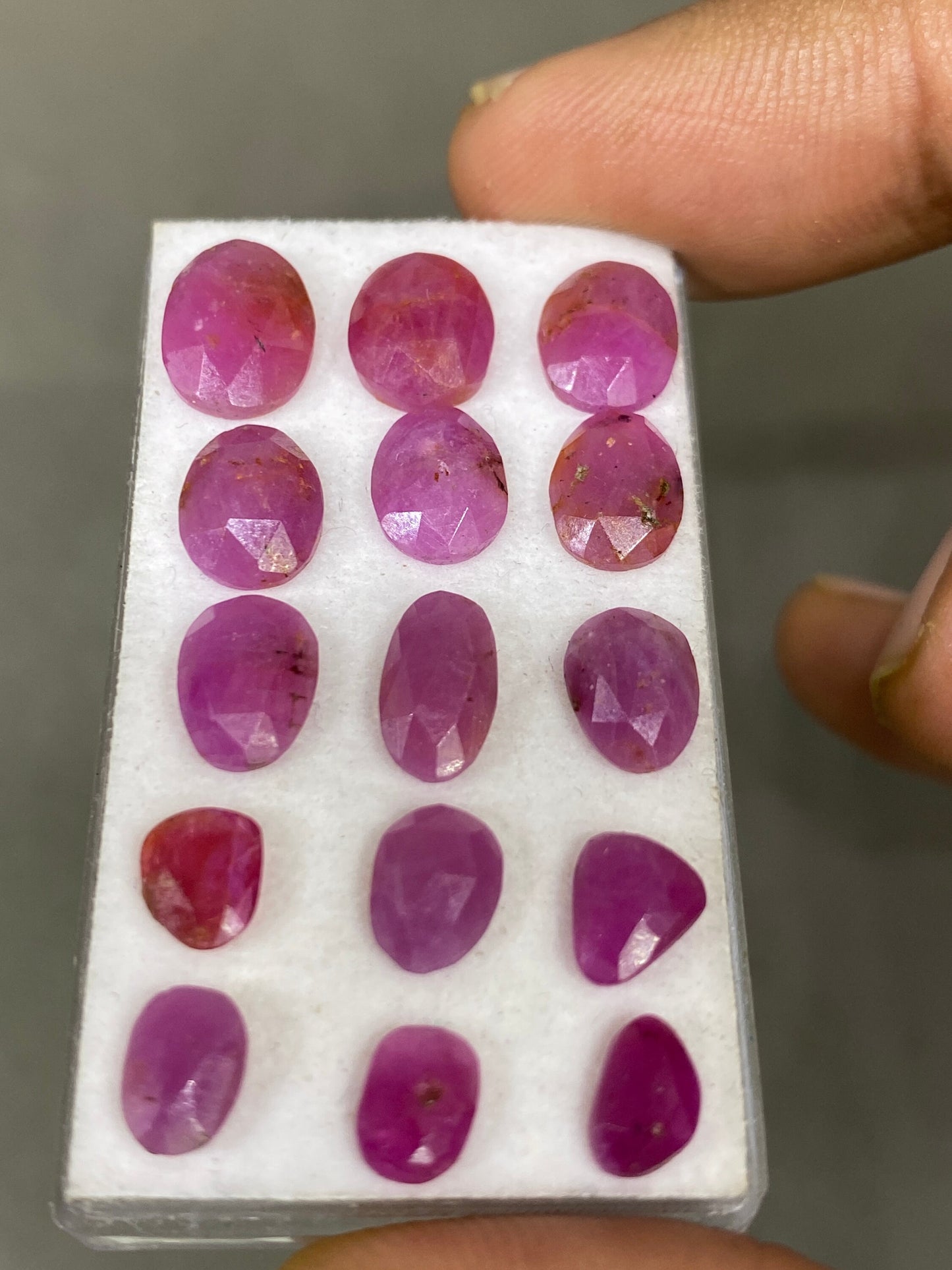 Amazing natural unheated untreated ruby rosecut flats amazing color mixed shapes wt 24.20 cts pcs 15 size 6.5x5mm-10.7x8mm ruby rosecut