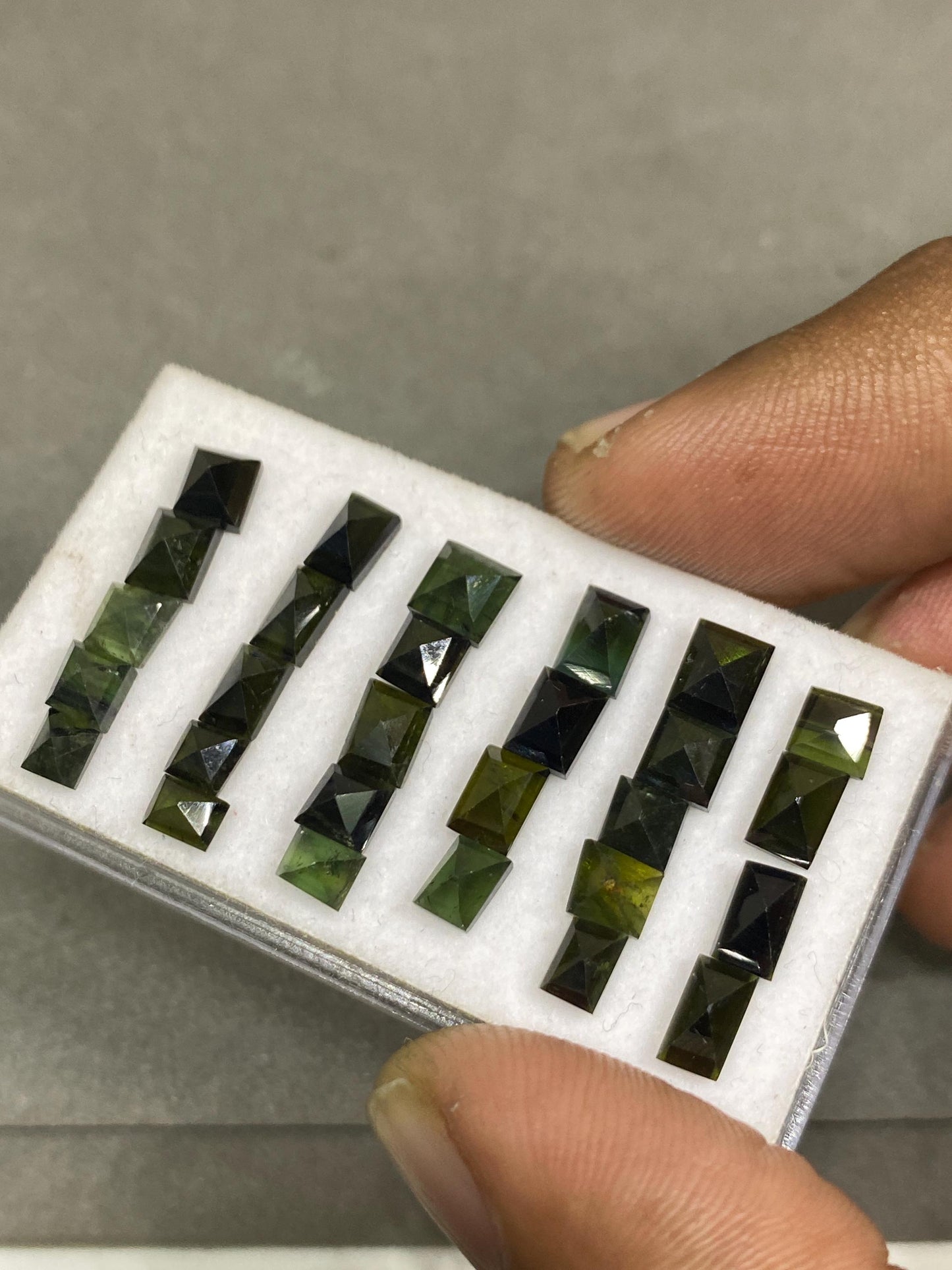 Ravishing Rare Green tourmaline sugarloaf step cuts weight 16.50 cts pcs 28 small size  6x2mm-9.6x3mm tourmaline stepcut sugar loaf flatback