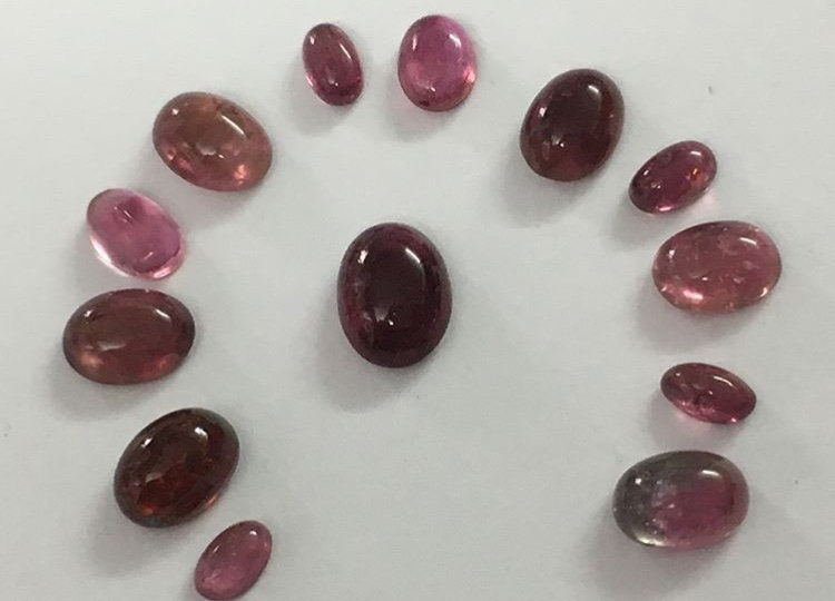 Tourmaline pink cabochons wholesale lot 9.95 carats size 4.7x3mm to 8.2x6.2mm tourmaline pink cabochon