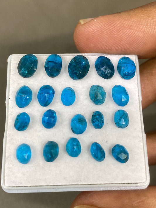 Dazzling Neon Blue green apatite rosecut  rosecut neon blue apatite flats weight 14.40 carats pcs 20 size 5x3.8mm-8x6.5mm apatite rosecut